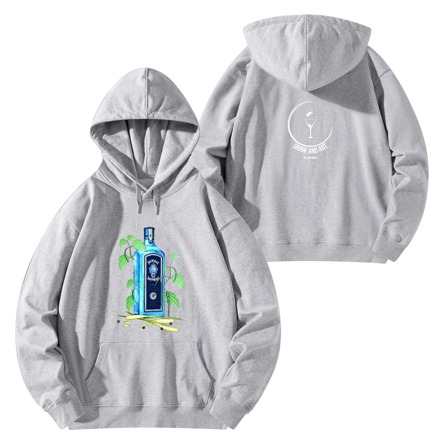 Hoodie Cotton gin Bombay Sapphire floral art