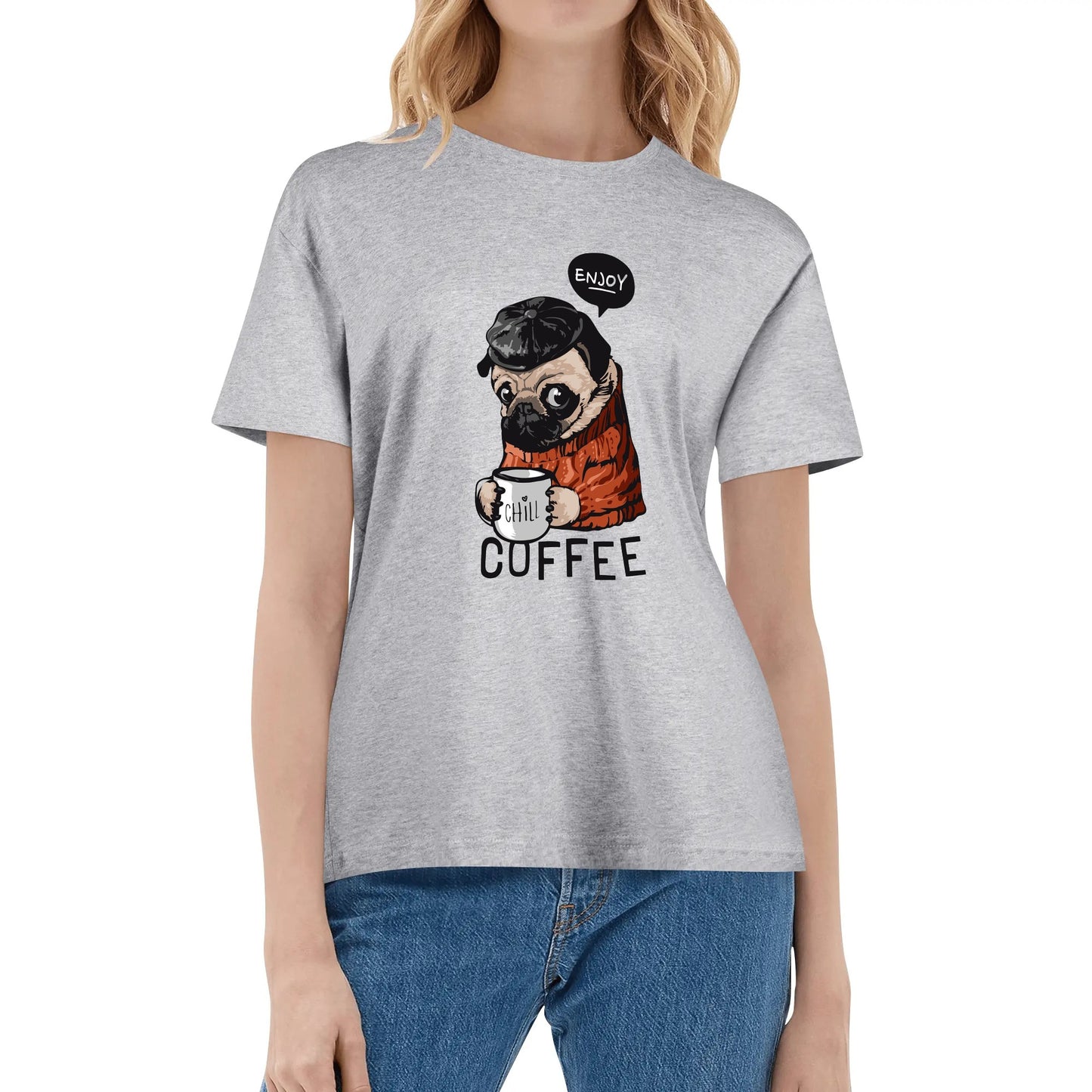 T-Shirt Coffee Pug