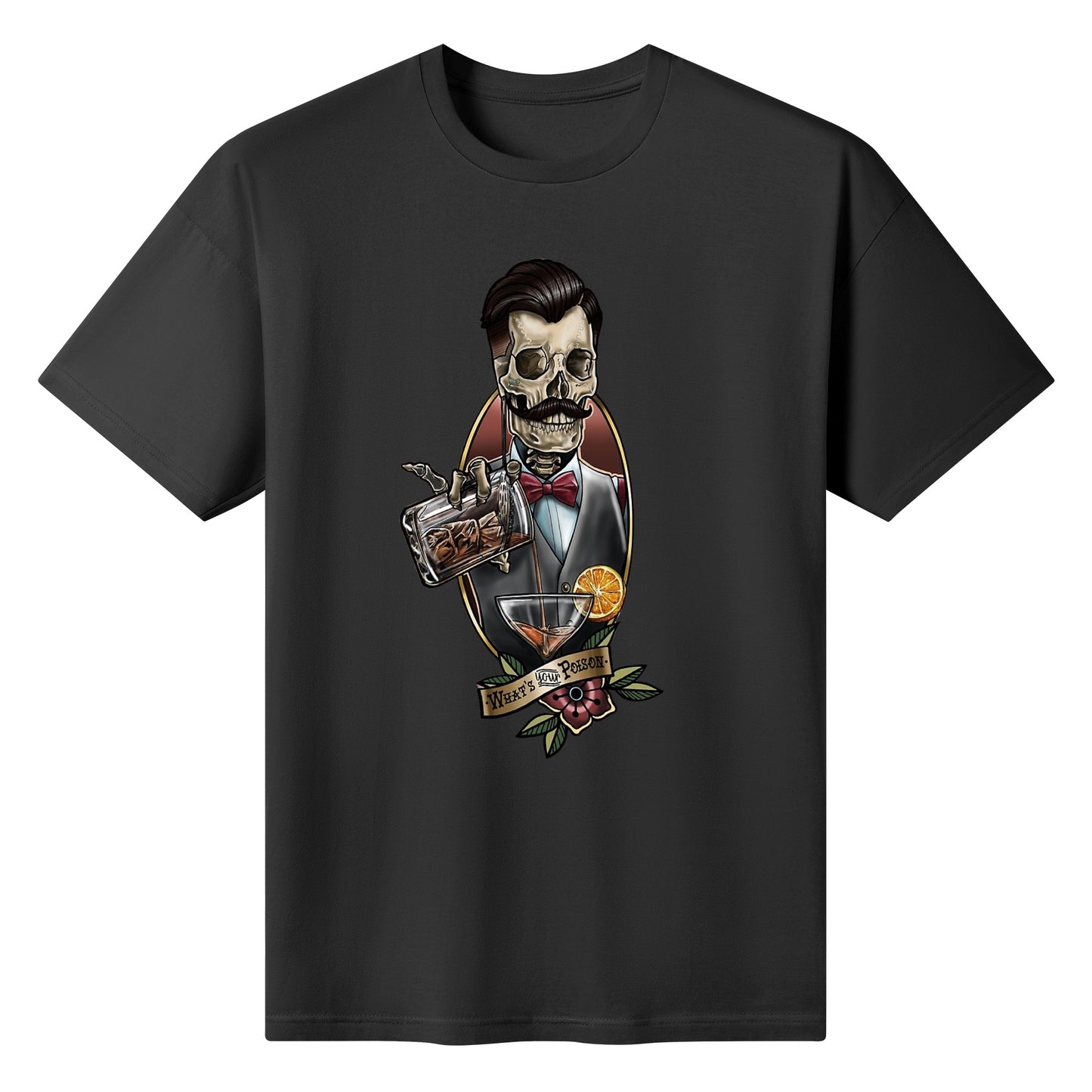 T-Shirt Bartender Skull Tattoo