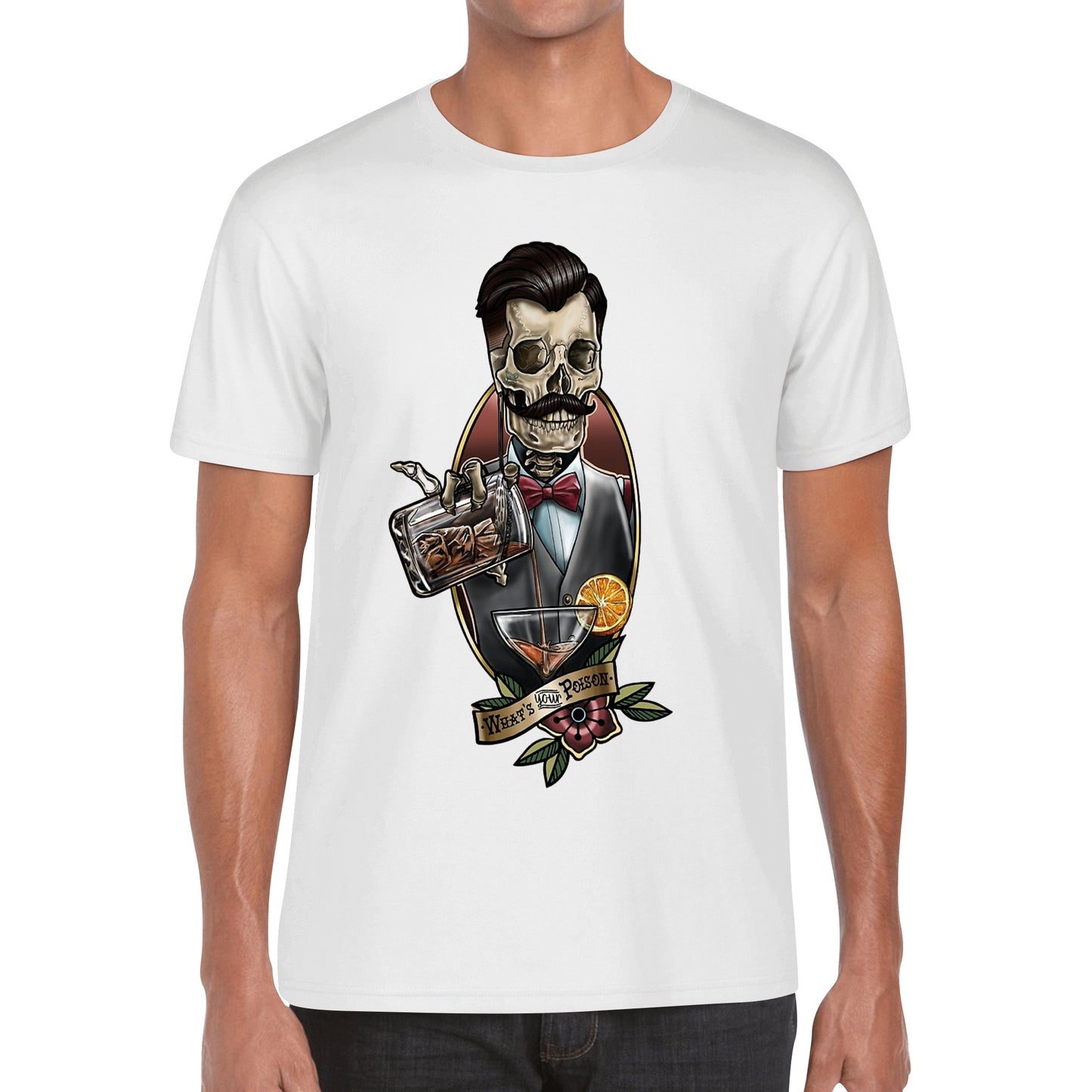 T-Shirt Bartender Skull Tattoo