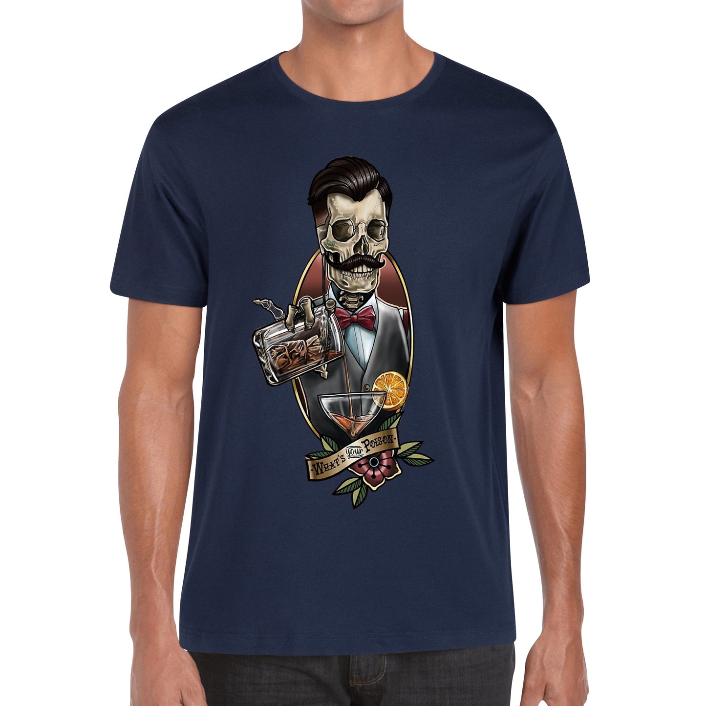 T-Shirt Bartender Skull Tattoo