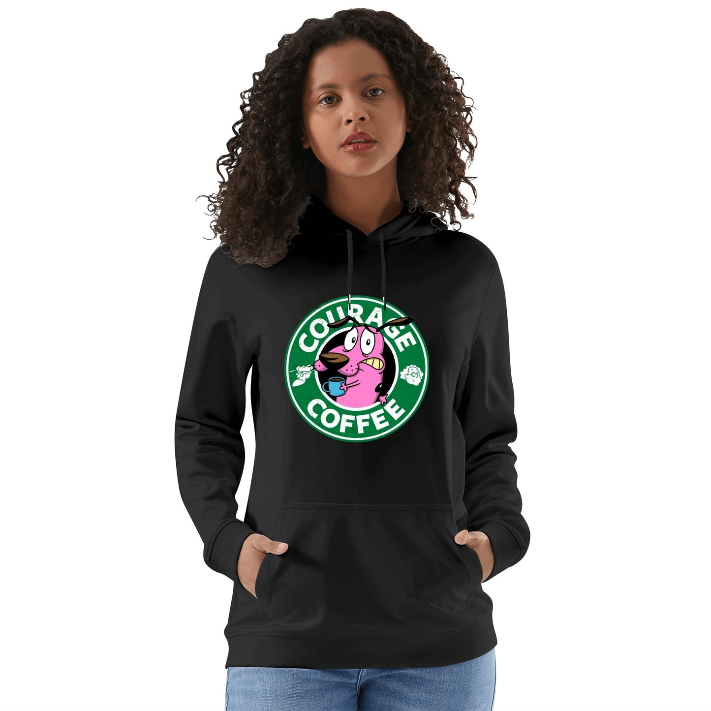 Cotton Hoodie Courage Coffee  – Courage the Dog Parody Logo