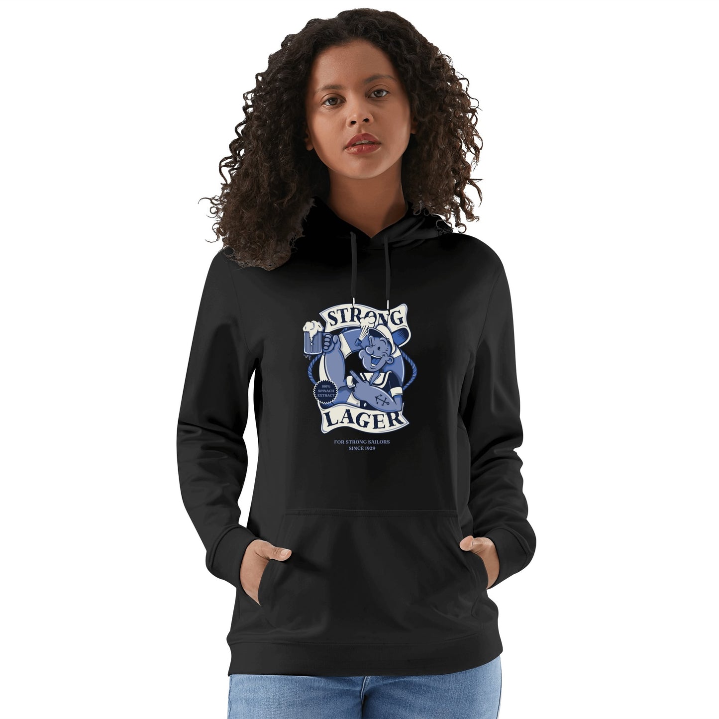 Cotton Hoodie Strong Lager – Retro Sailor Beer Design