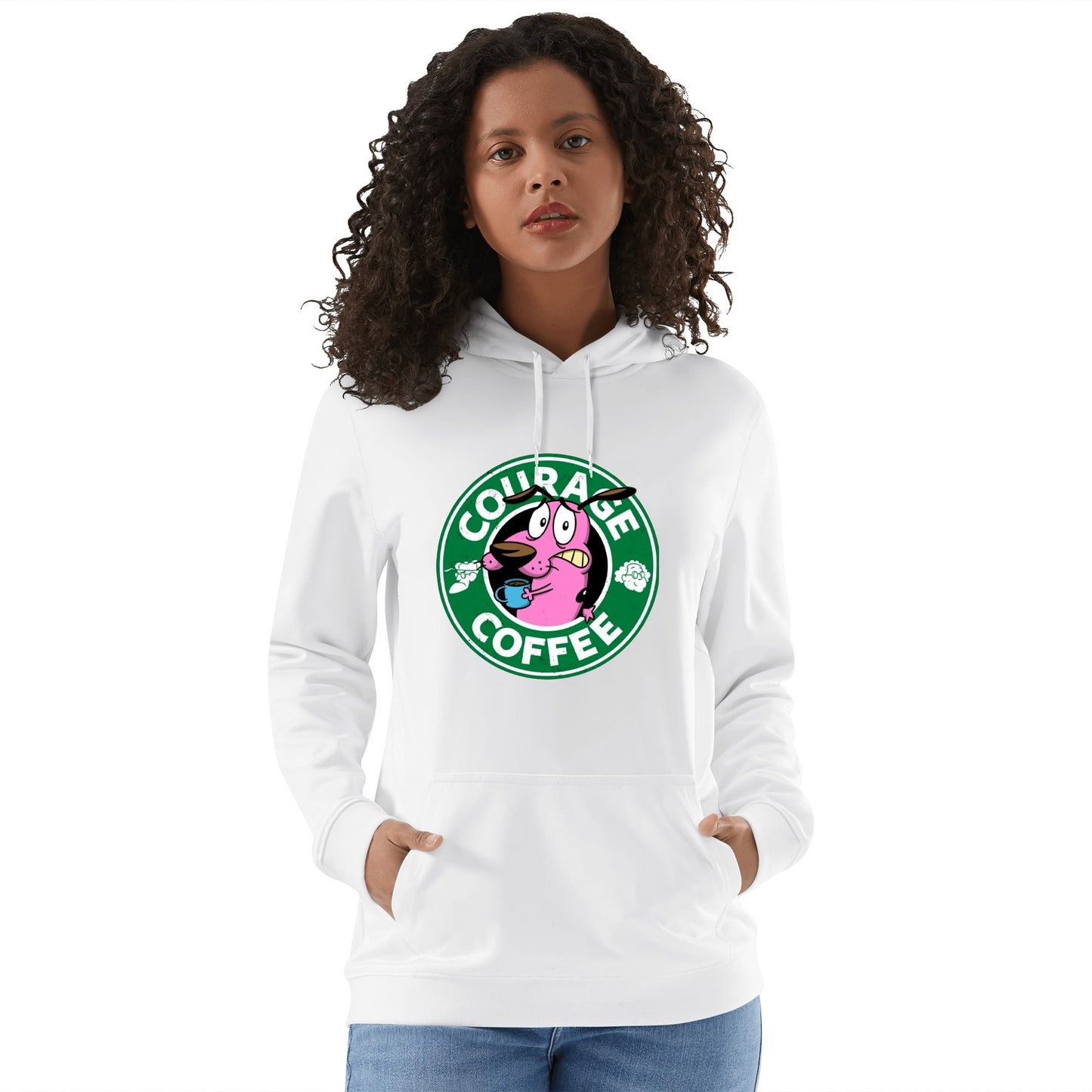 Cotton Hoodie Courage Coffee  – Courage the Dog Parody Logo