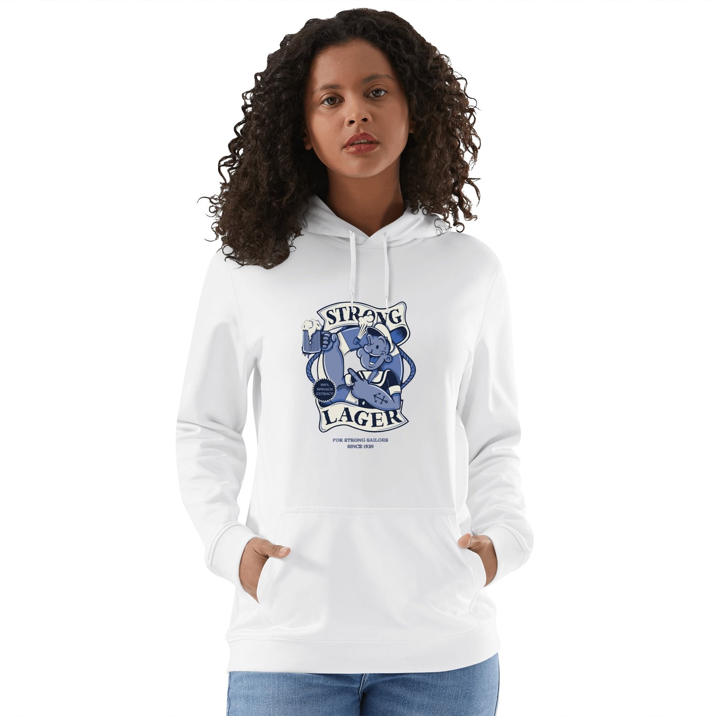 Cotton Hoodie Strong Lager – Retro Sailor Beer Design