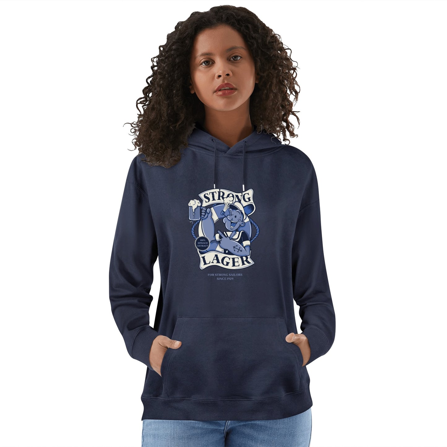 Cotton Hoodie Strong Lager – Retro Sailor Beer Design