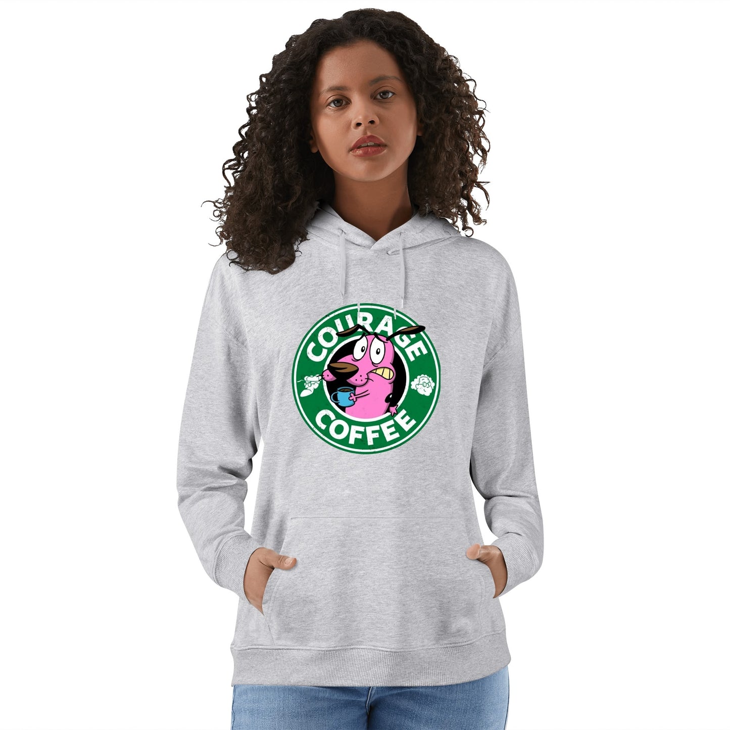 Cotton Hoodie Courage Coffee  – Courage the Dog Parody Logo