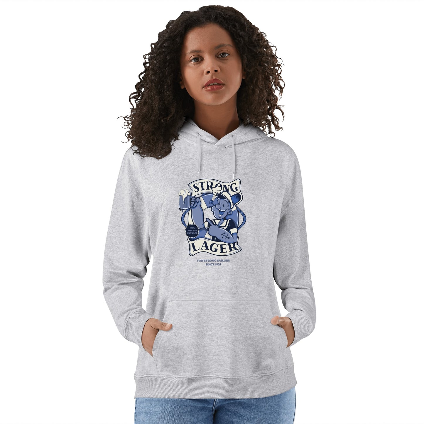 Cotton Hoodie Strong Lager – Retro Sailor Beer Design