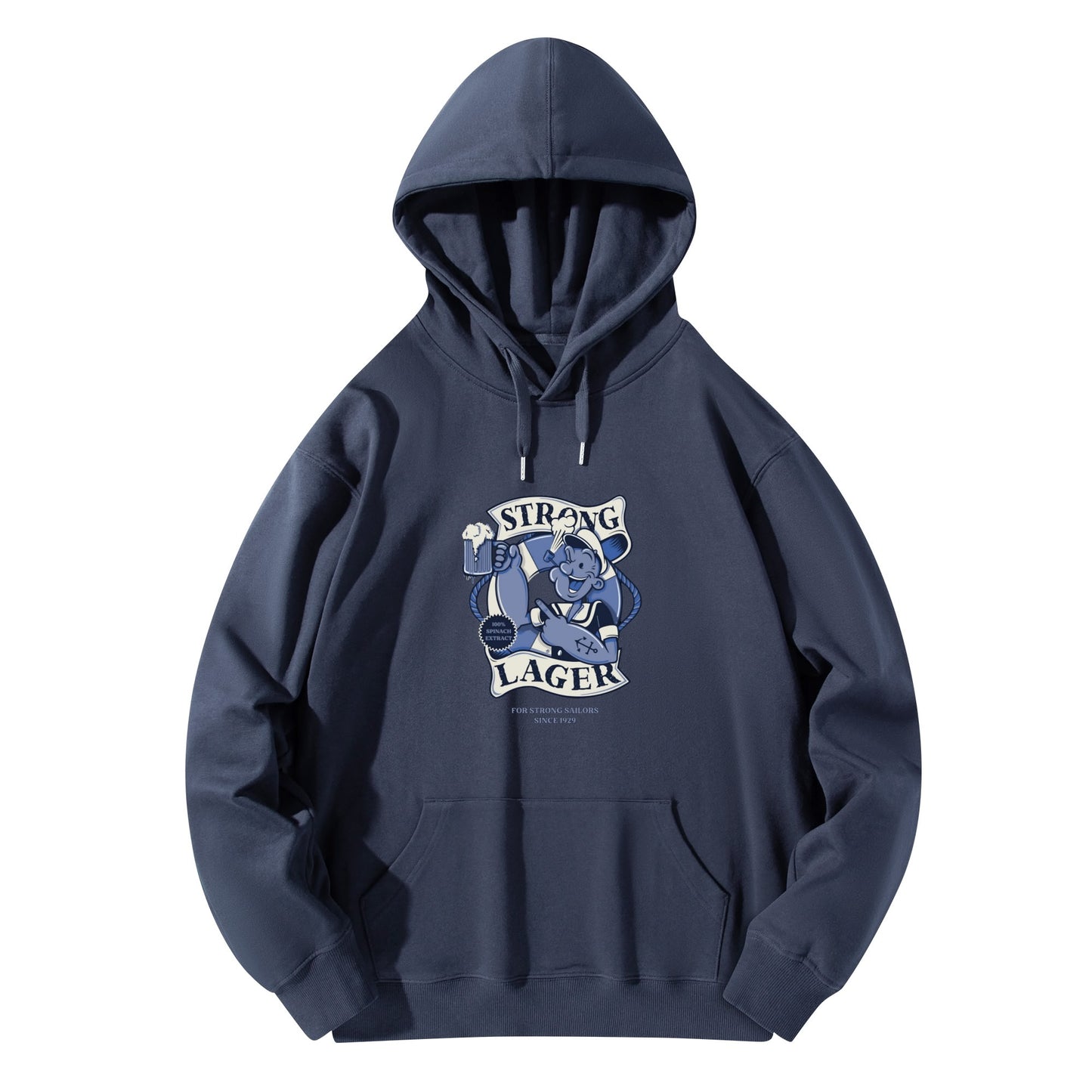 Cotton Hoodie Strong Lager – Retro Sailor Beer Design