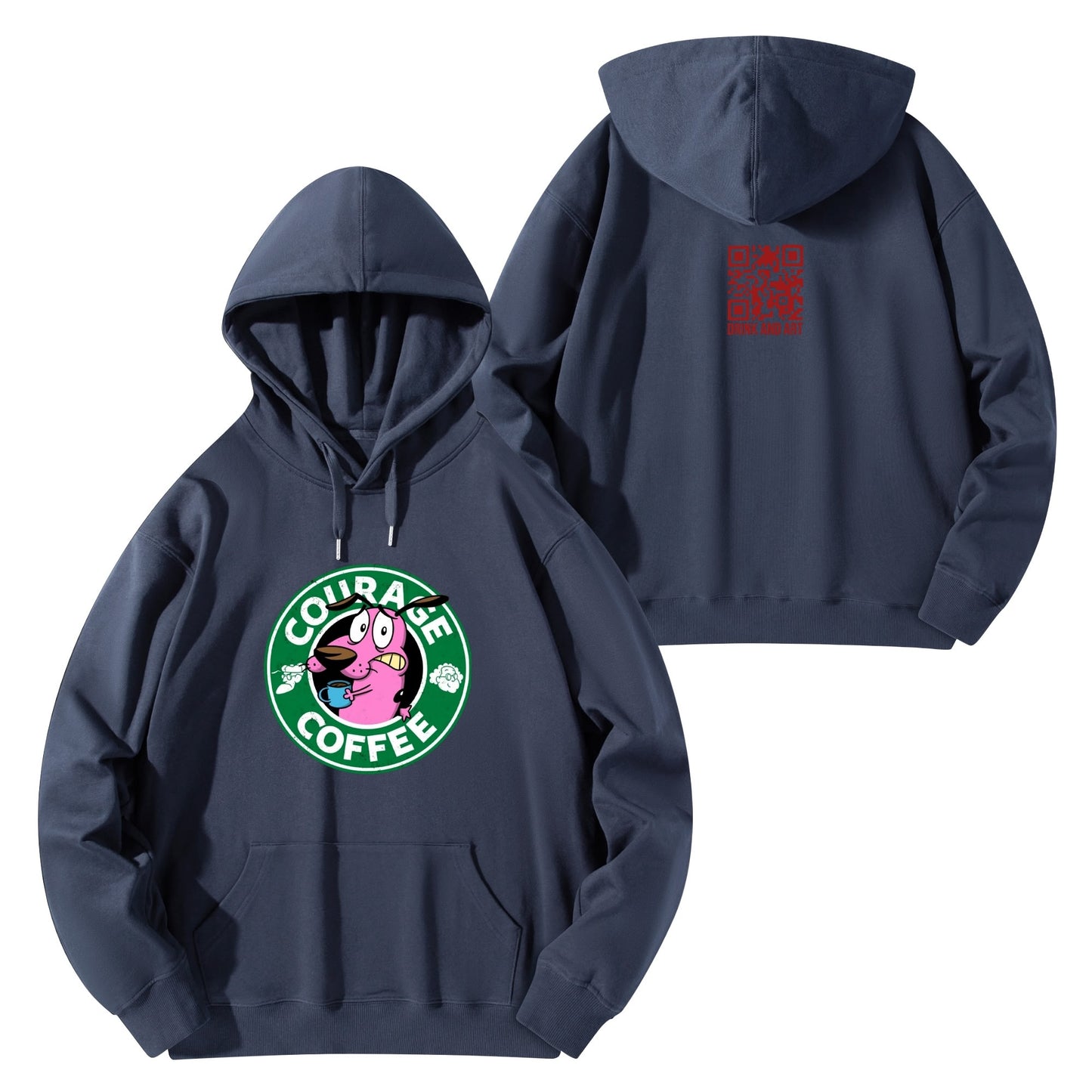 Cotton Hoodie Courage Coffee  – Courage the Dog Parody Logo