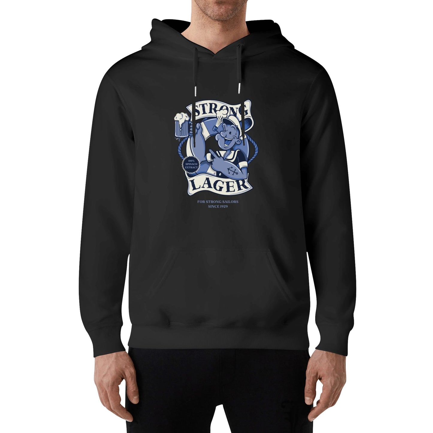 Cotton Hoodie Strong Lager – Retro Sailor Beer Design