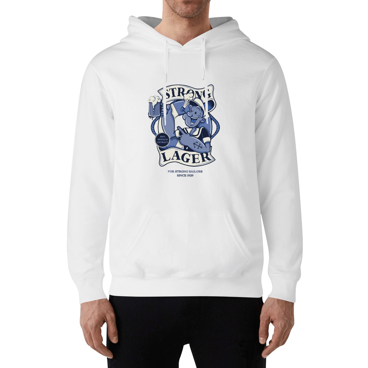 Cotton Hoodie Strong Lager – Retro Sailor Beer Design