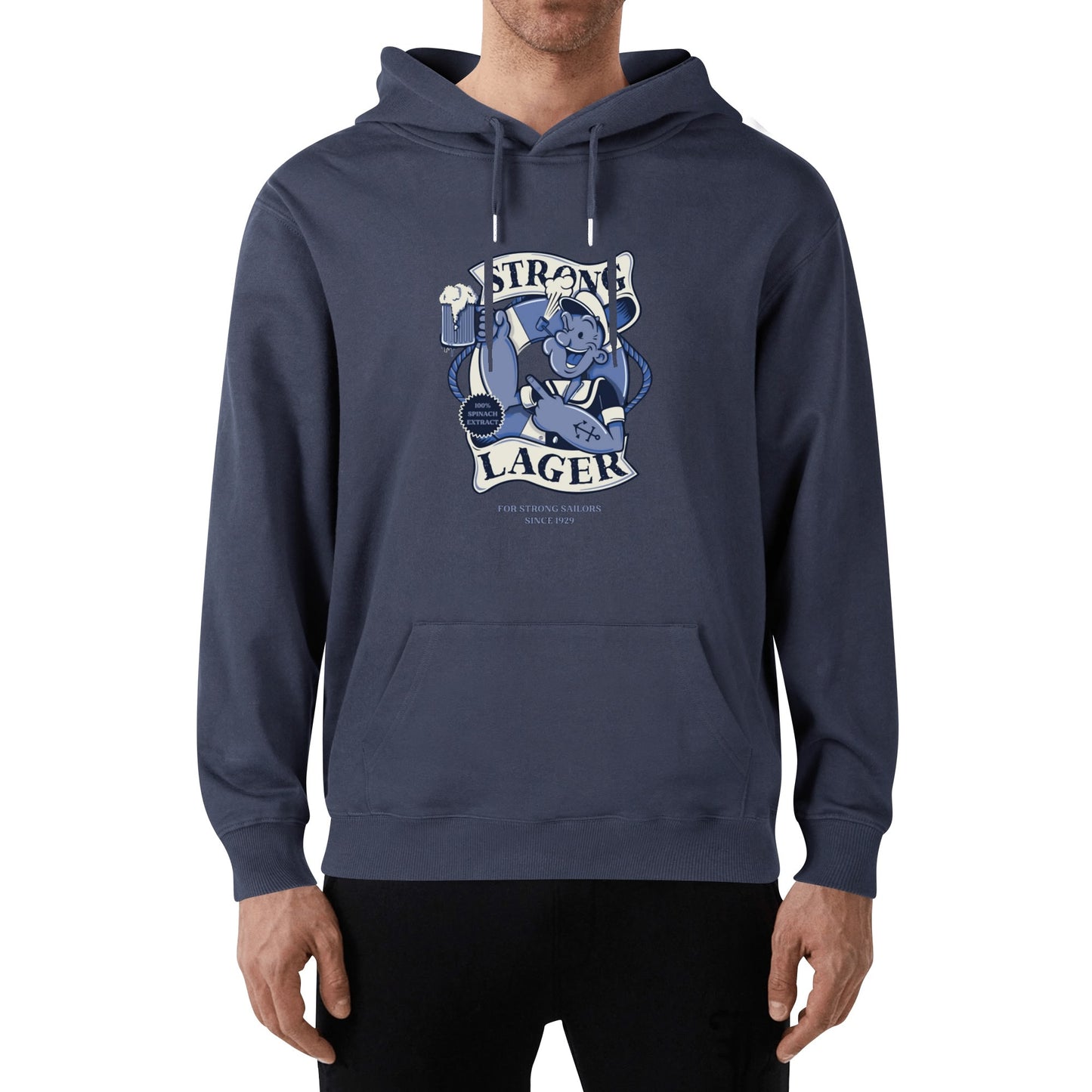 Cotton Hoodie Strong Lager – Retro Sailor Beer Design