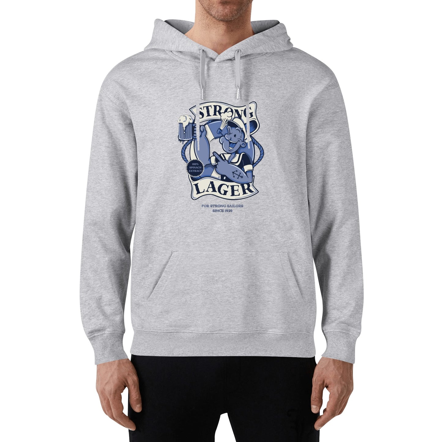 Cotton Hoodie Strong Lager – Retro Sailor Beer Design