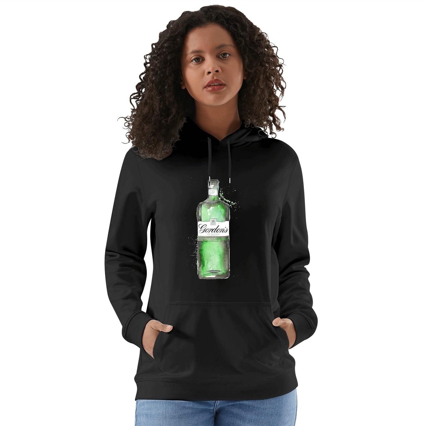 Cotton Hoodie Gin Gordons green watercolor