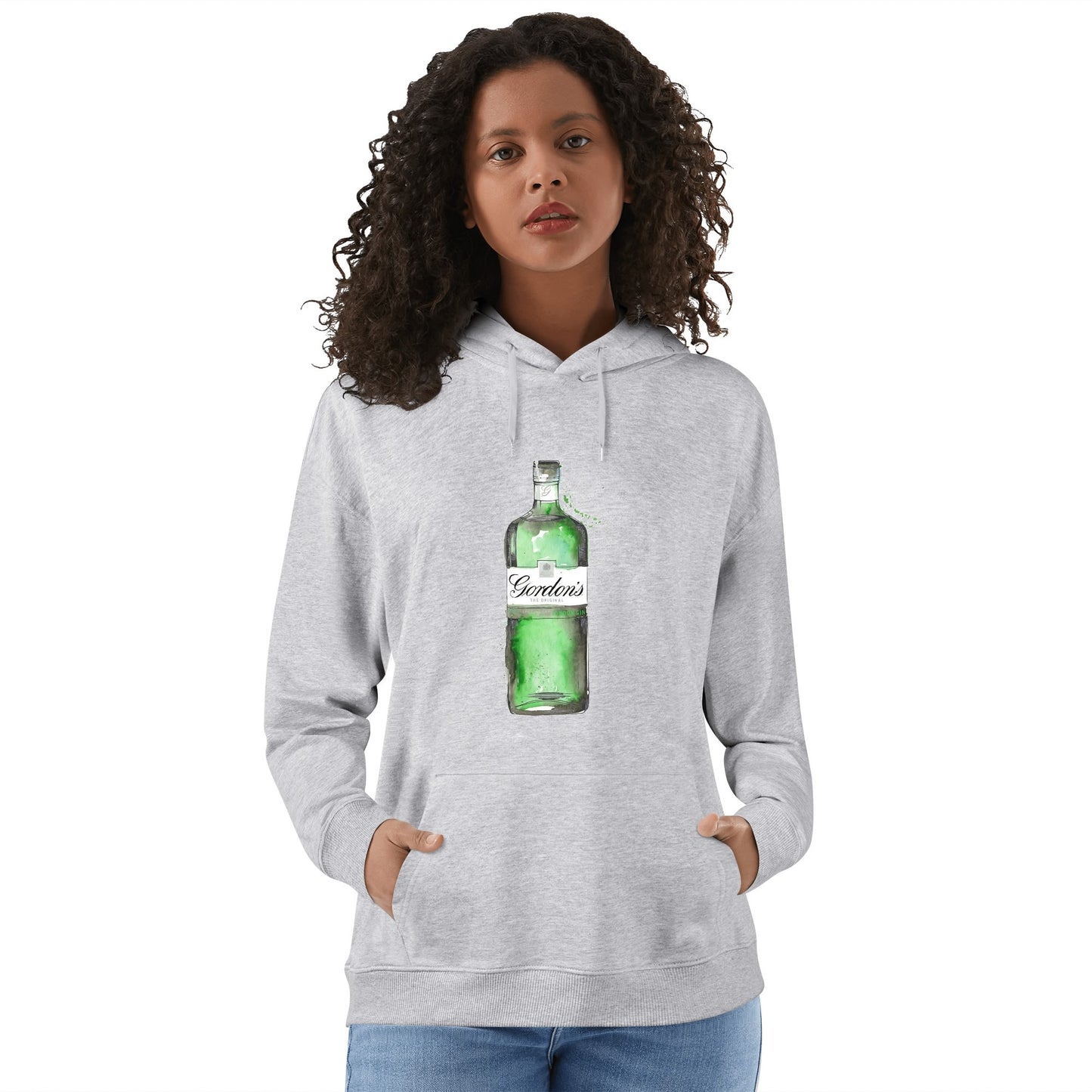 Cotton Hoodie Gin Gordons green watercolor