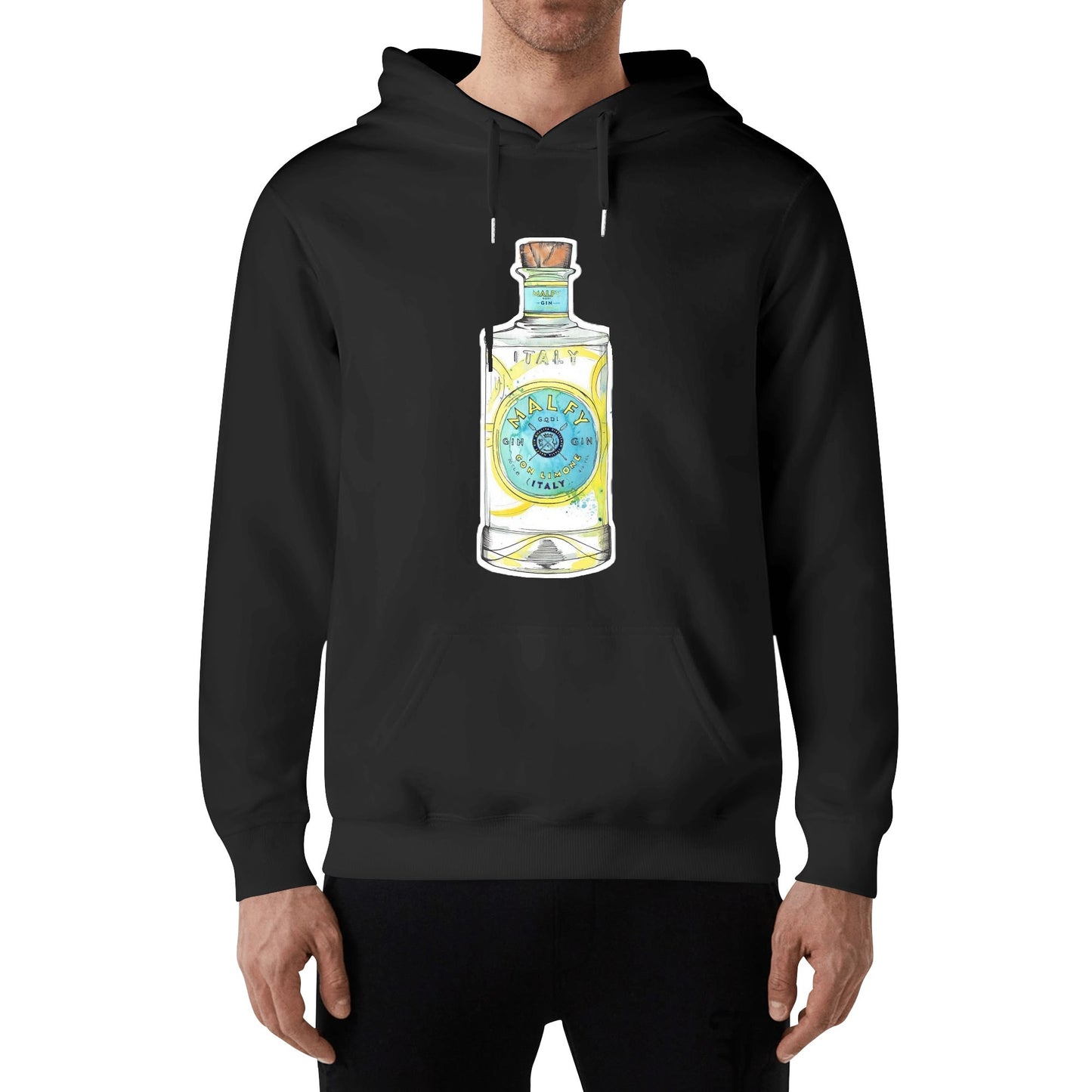 Cotton Hoodie Gin Malfy limone watercolor