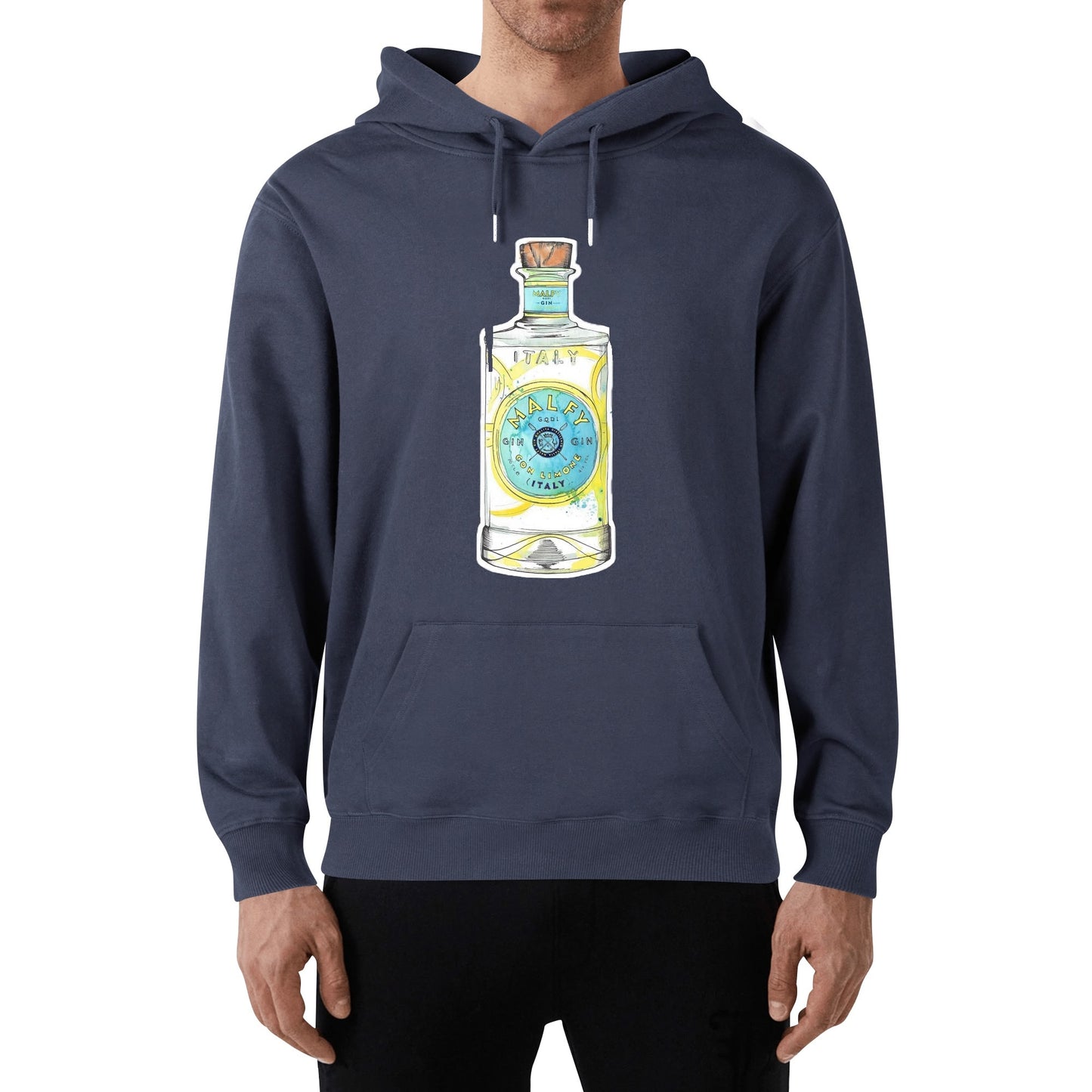 Cotton Hoodie Gin Malfy limone watercolor