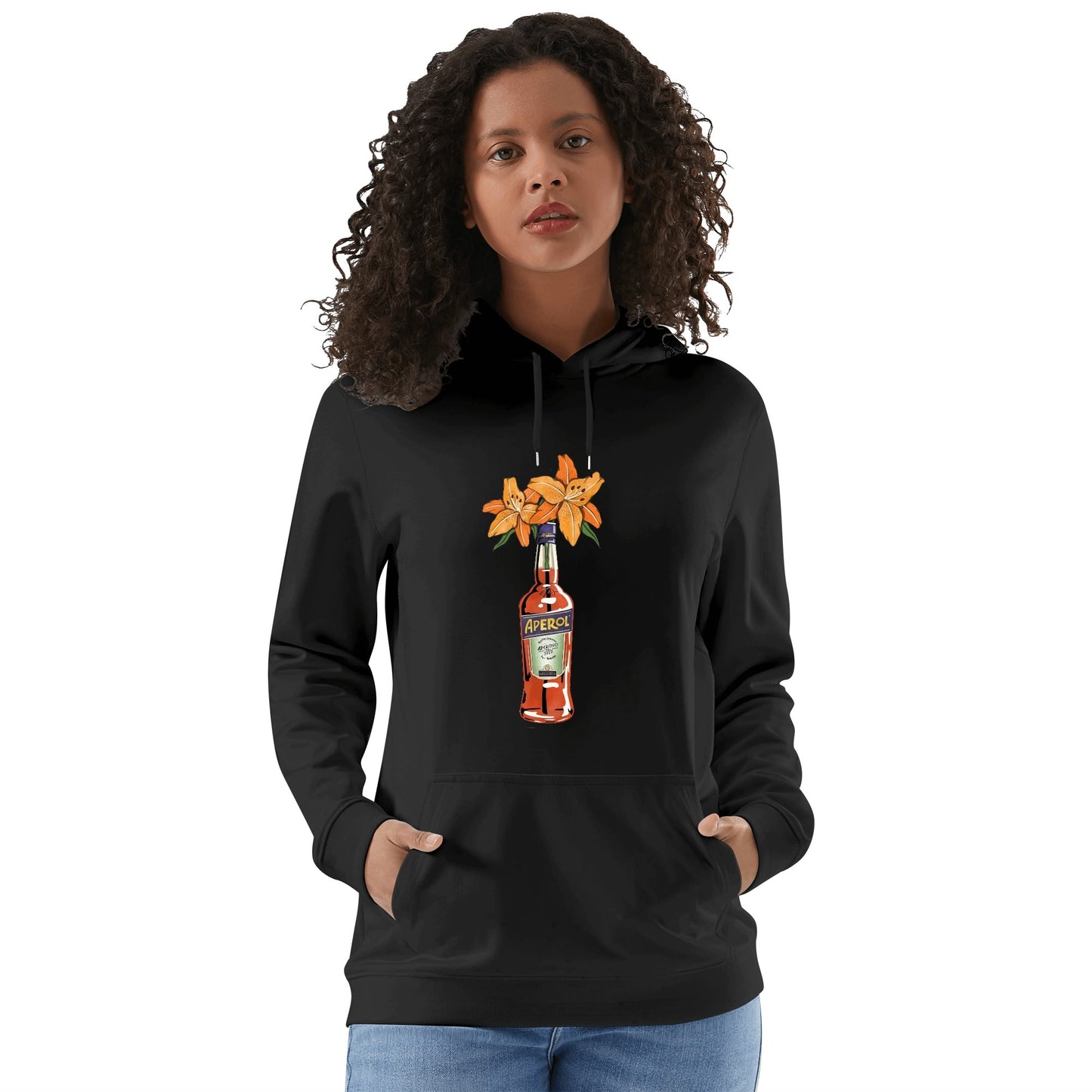 Cotton Hoodie Aperol lily flower