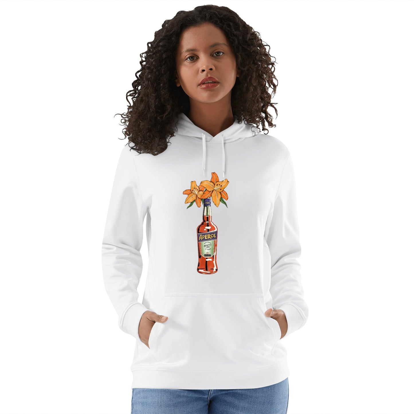 Cotton Hoodie Aperol lily flower