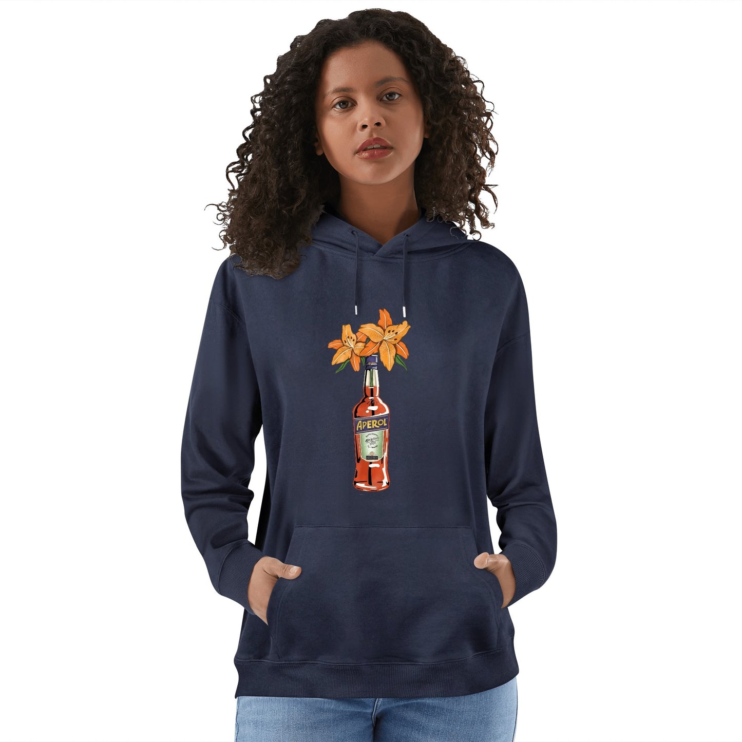 Cotton Hoodie Aperol lily flower