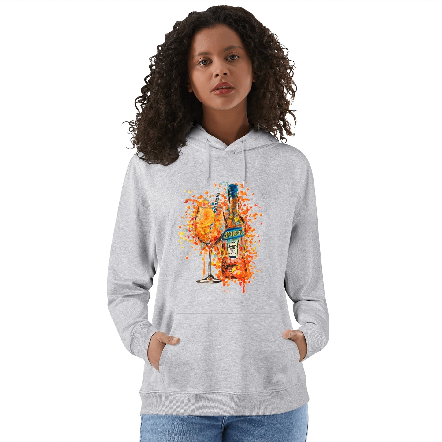 Cotton Hoodie Aperol colorful watercolor