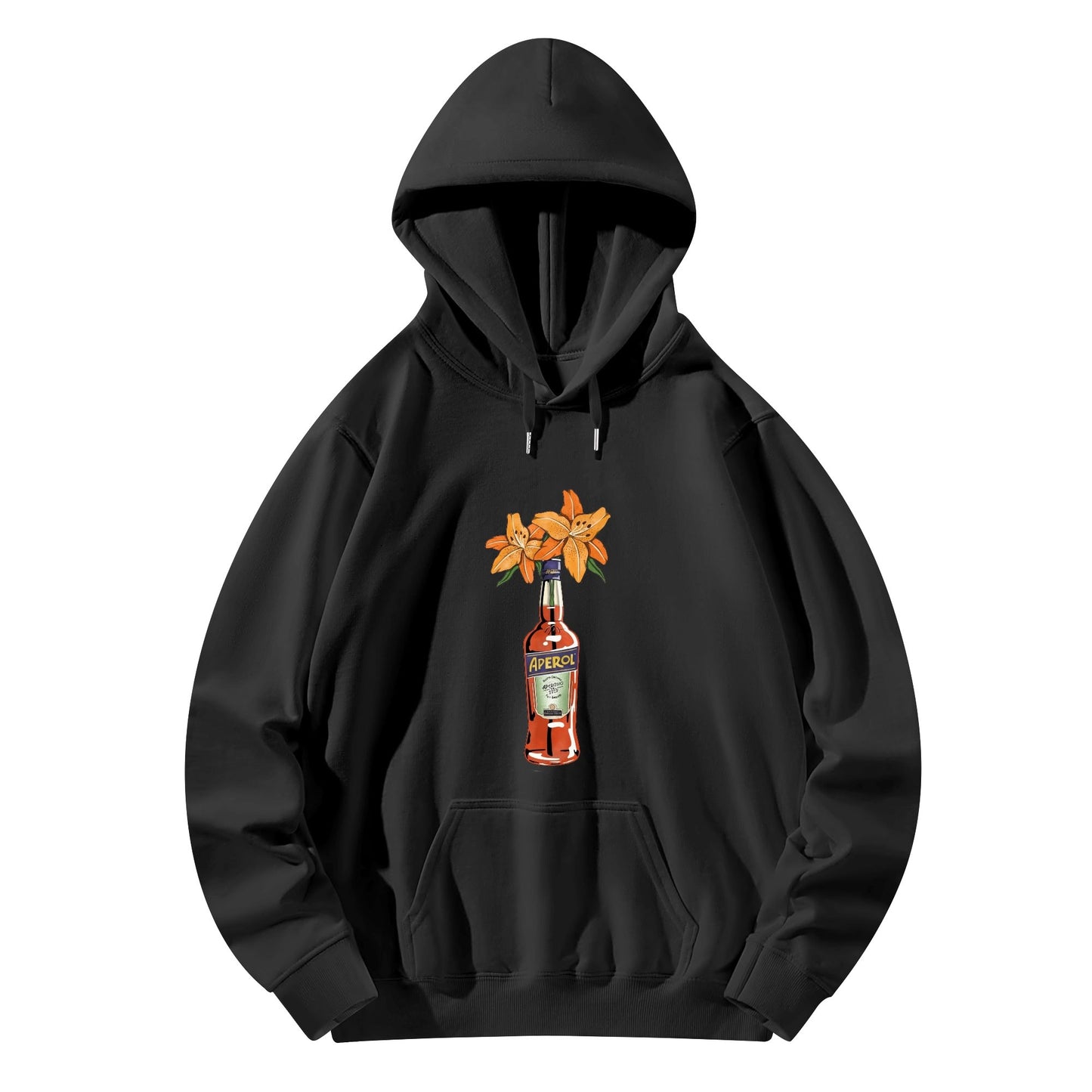 Cotton Hoodie Aperol lily flower