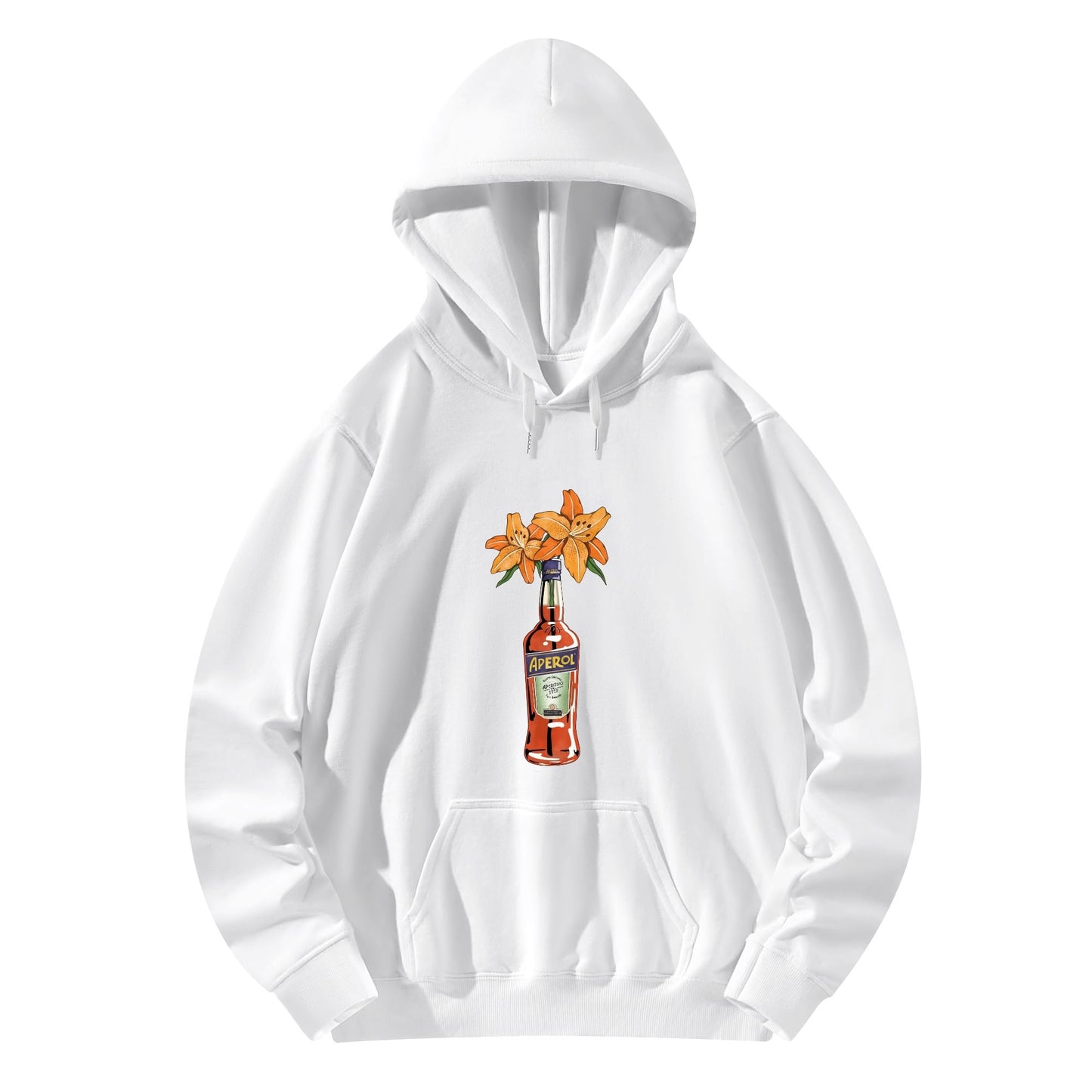 Cotton Hoodie Aperol lily flower