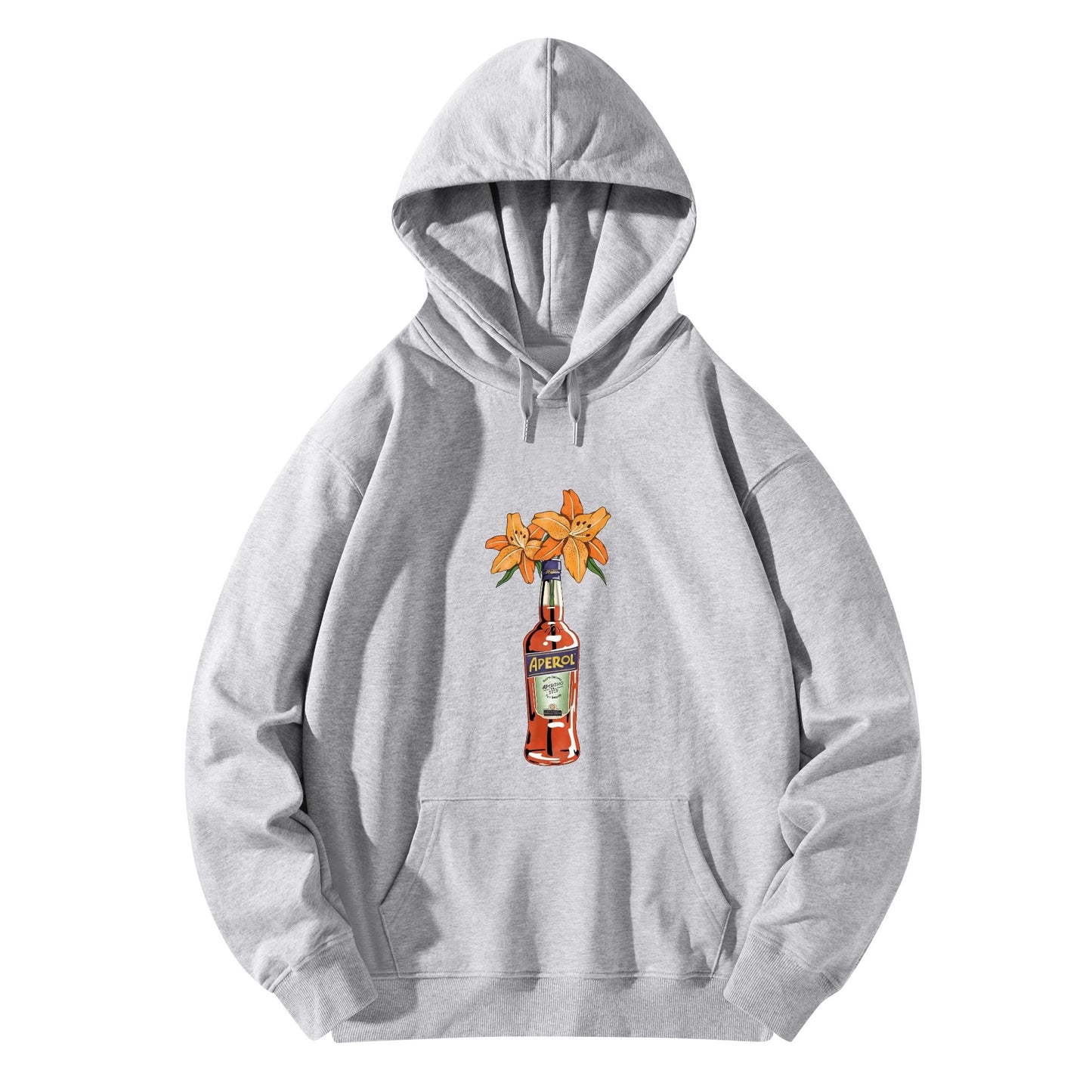 Cotton Hoodie Aperol lily flower