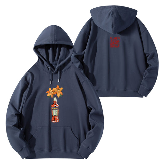 Cotton Hoodie Aperol lily flower