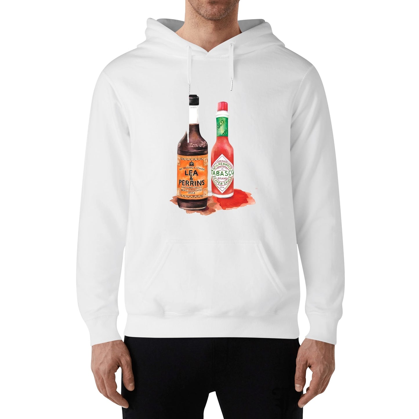 Cotton Hoodie Lea & Perrins & Tabasco Watercolor