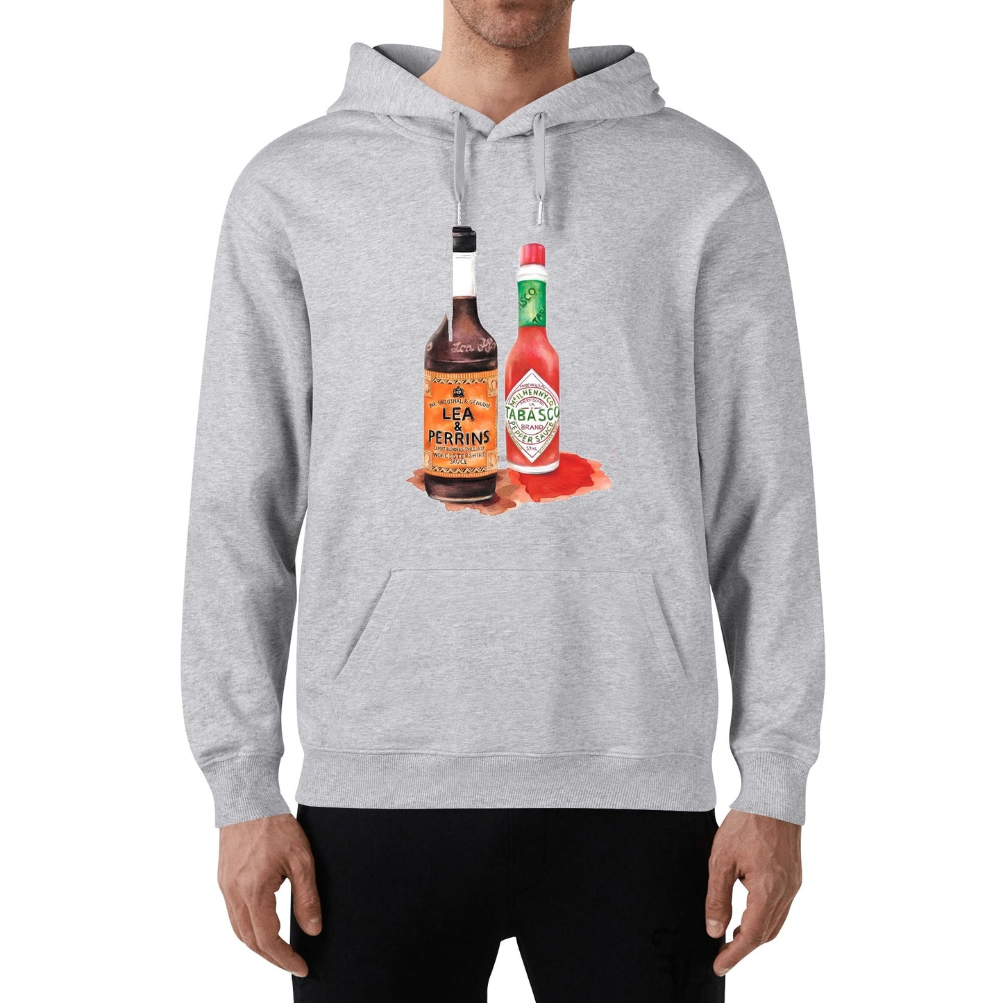 Cotton Hoodie Lea & Perrins & Tabasco Watercolor