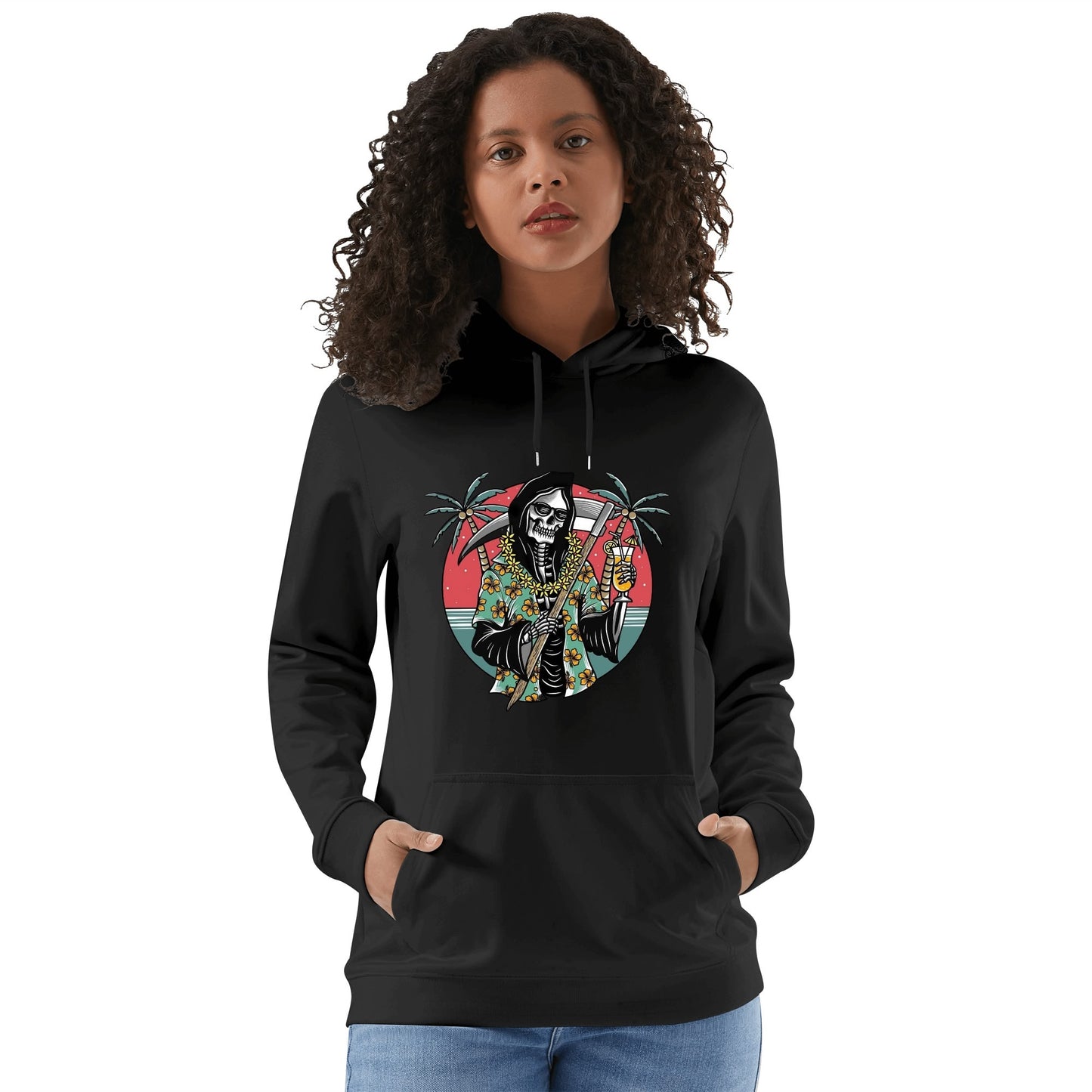 Cotton Hoodie Tropical Grim Reaper