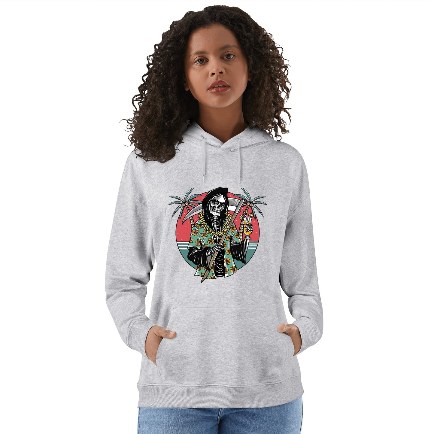 Cotton Hoodie Tropical Grim Reaper