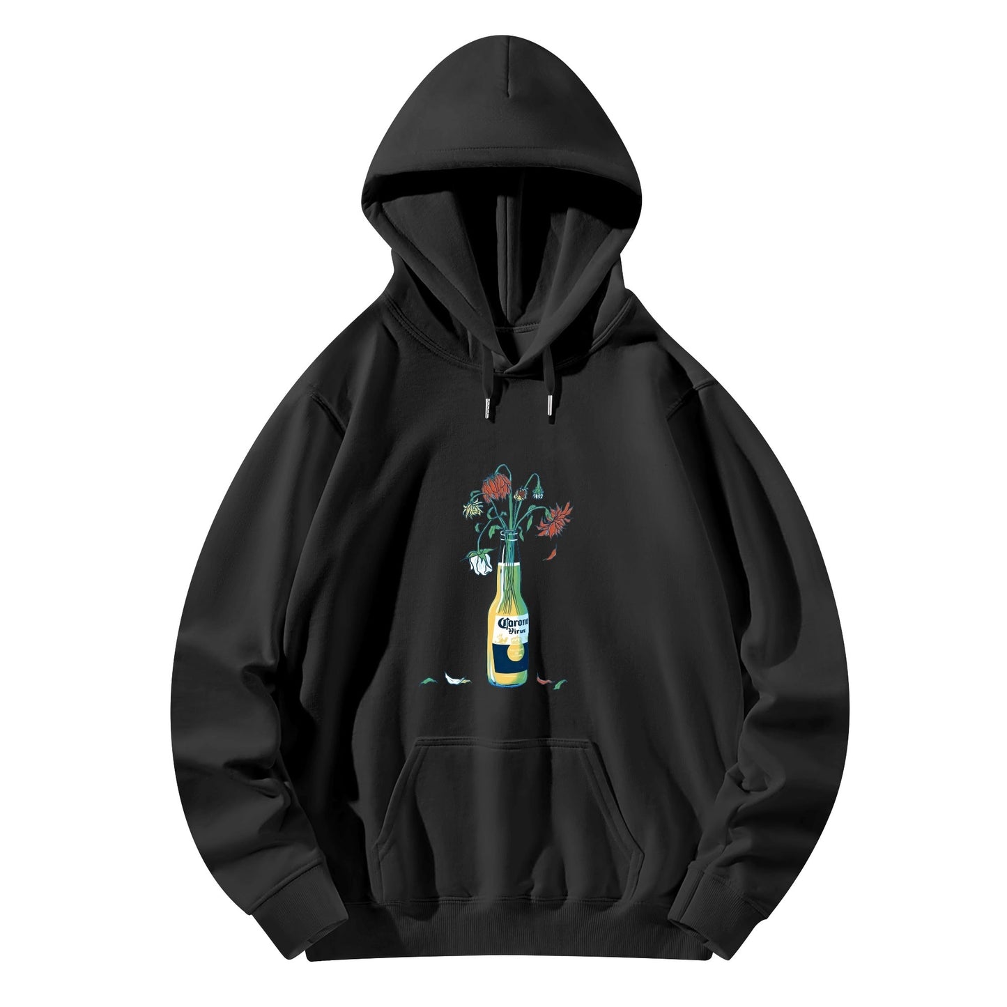 Cotton Hoodie Corona Bottle with Flowers