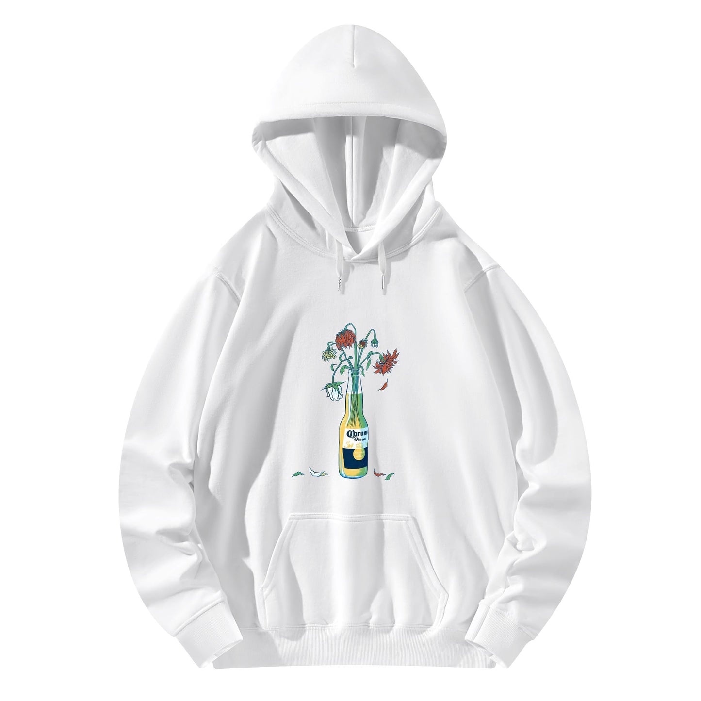 Cotton Hoodie Corona Bottle with Flowers