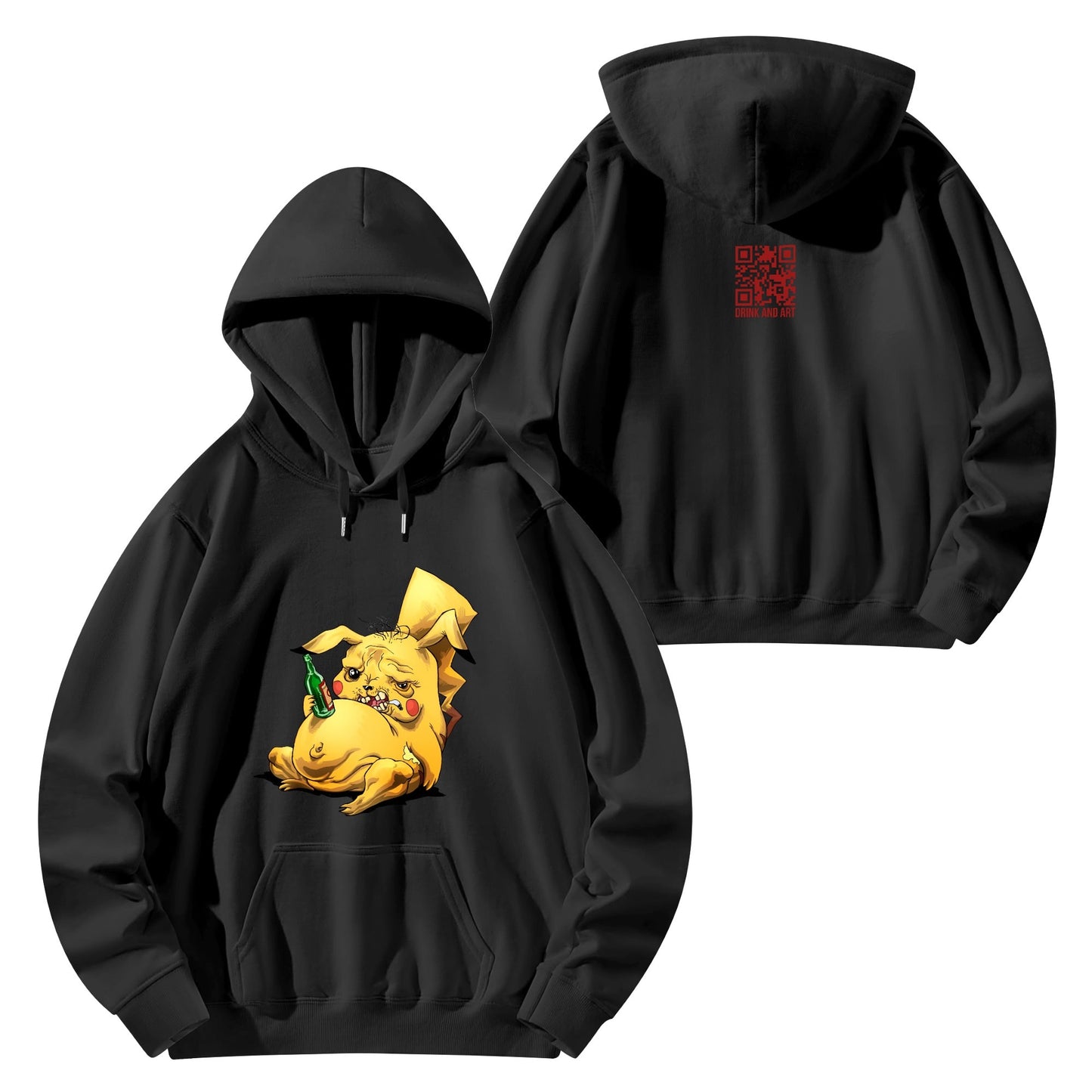 Cotton Hoodie Drunk Pikachu – Satirical Style