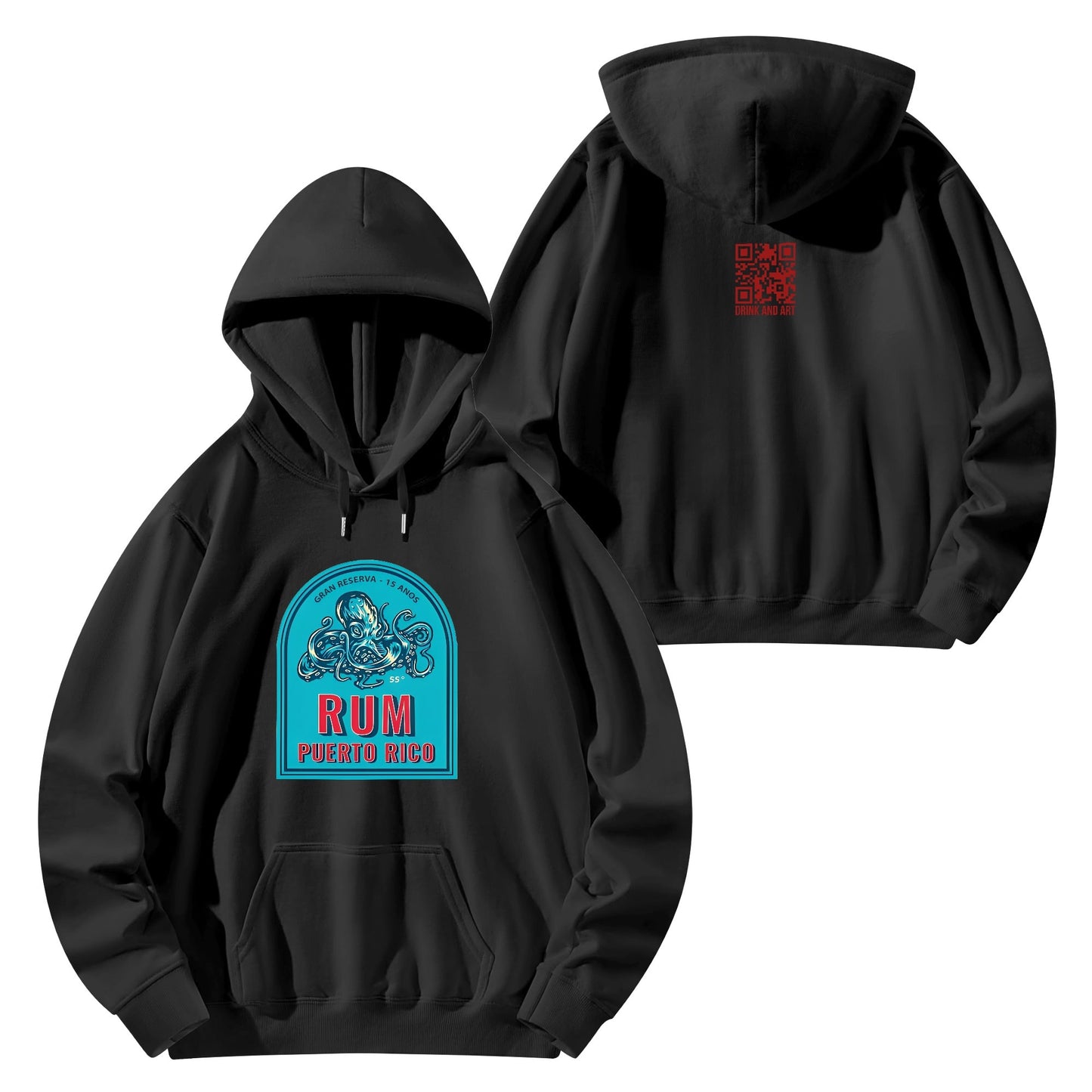 Cotton Hoodie Puerto Rico Rum Octopus logo