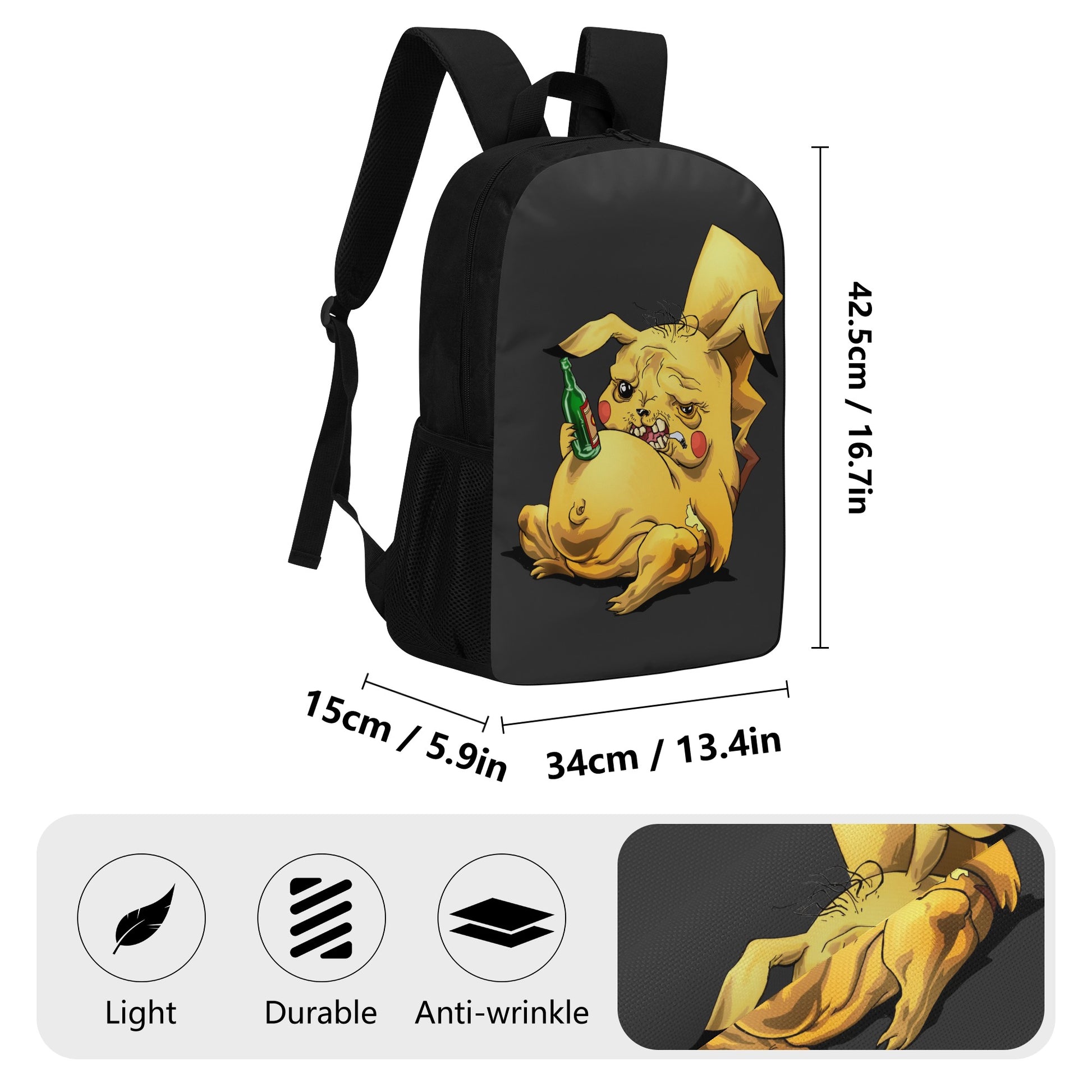 Backpack Laptop Drunk Pikachu DrinkandArt