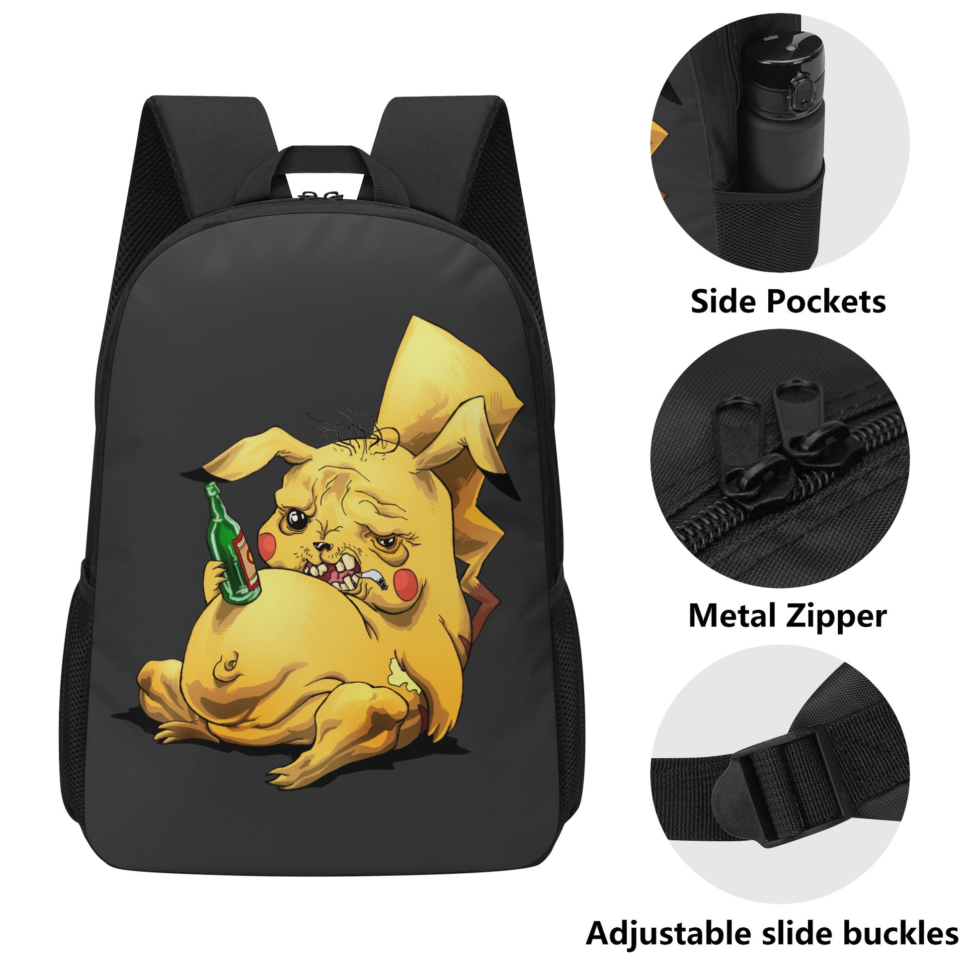 Backpack School Drunk Pikachu DrinkandArt