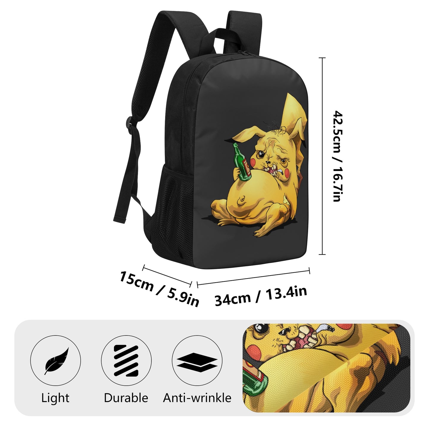 Backpack School Drunk Pikachu DrinkandArt