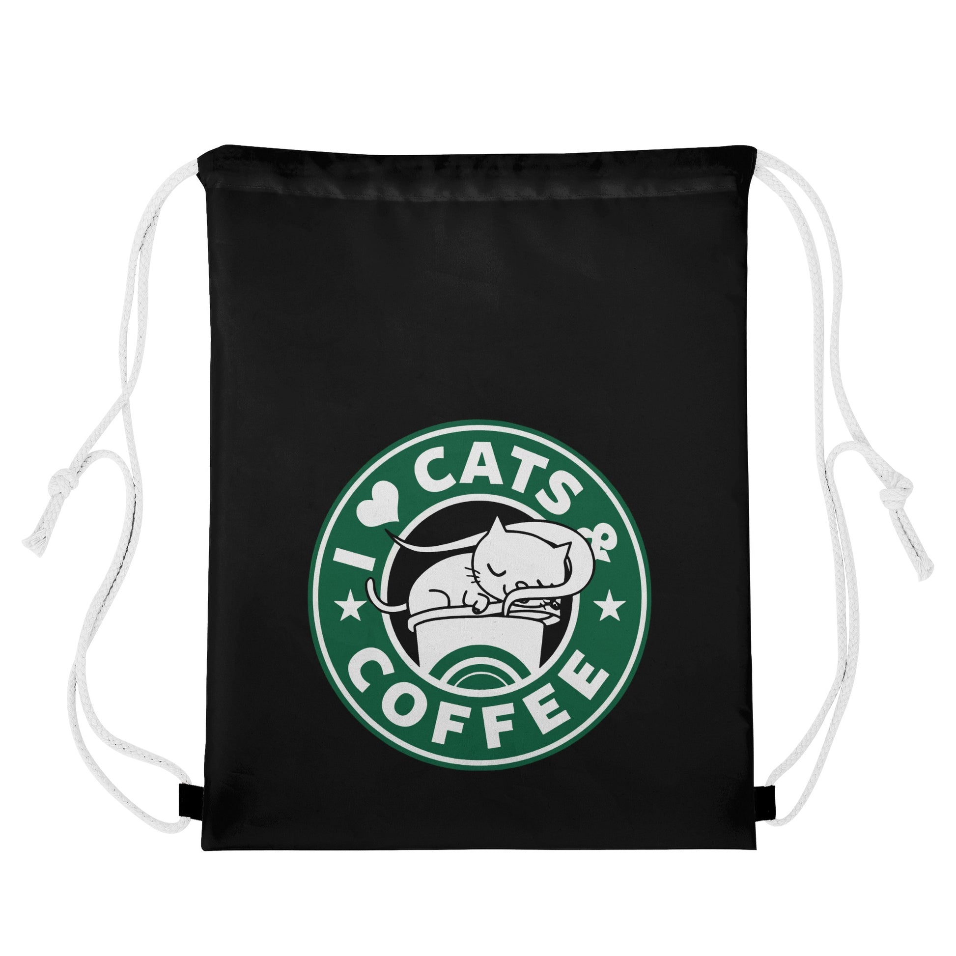 Bag Drawstring Cats and Coffee DrinkandArt