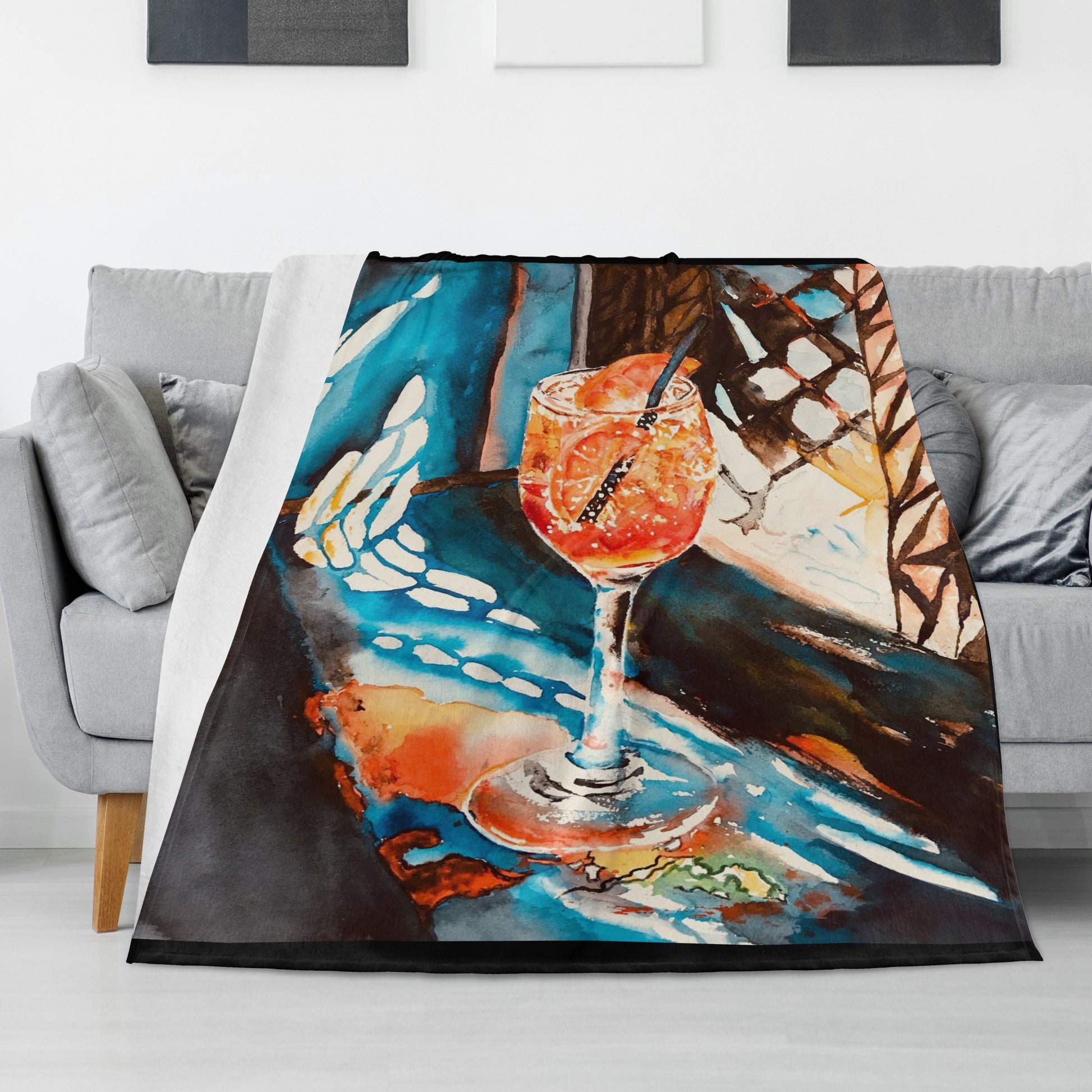 Blanket Flannel Breathable aperol spritz artwork DrinkandArt