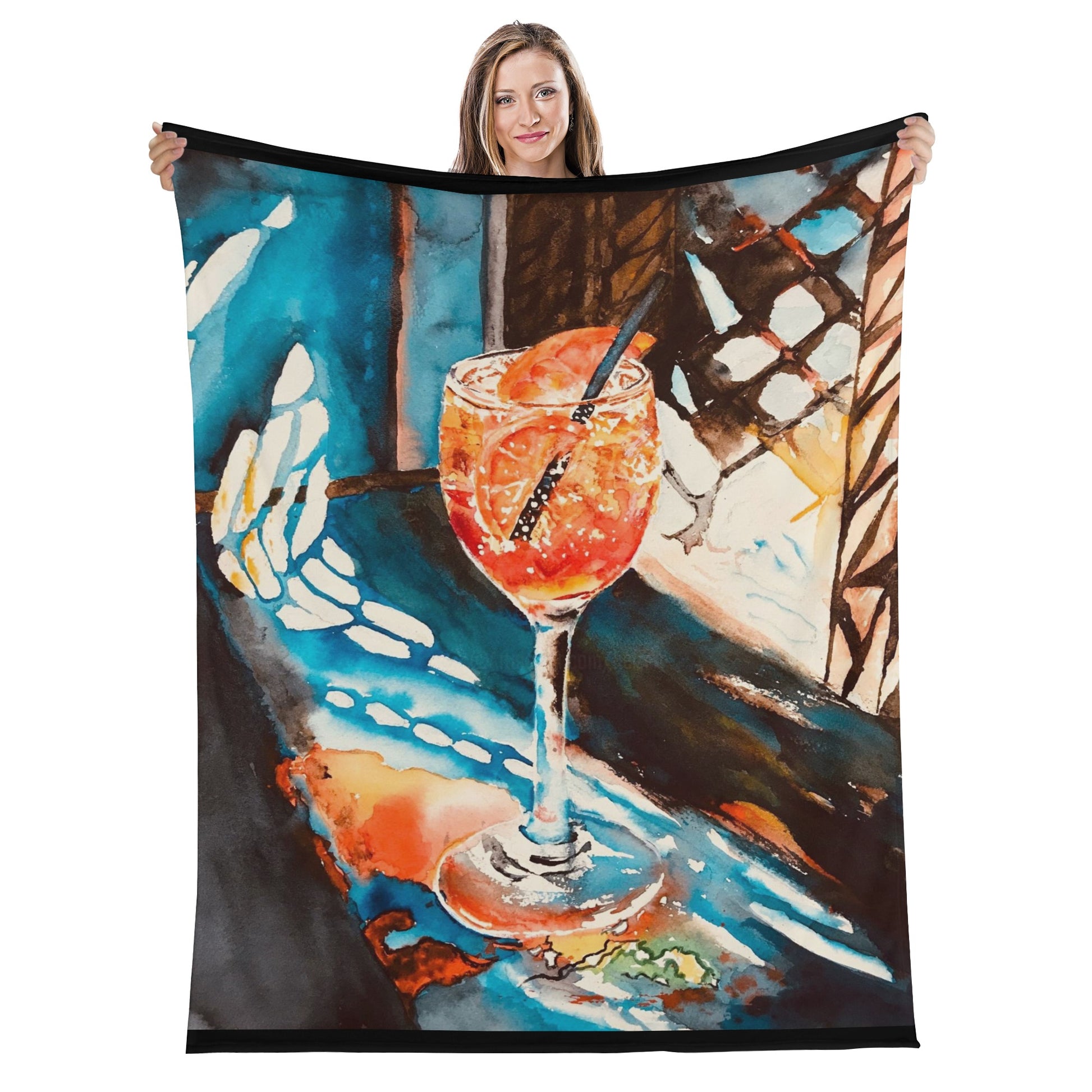 Blanket Flannel Breathable aperol spritz artwork DrinkandArt