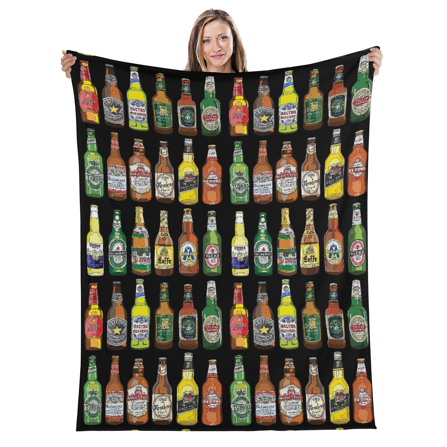 Blanket Flannel Breathable famous beers illustration DrinkandArt