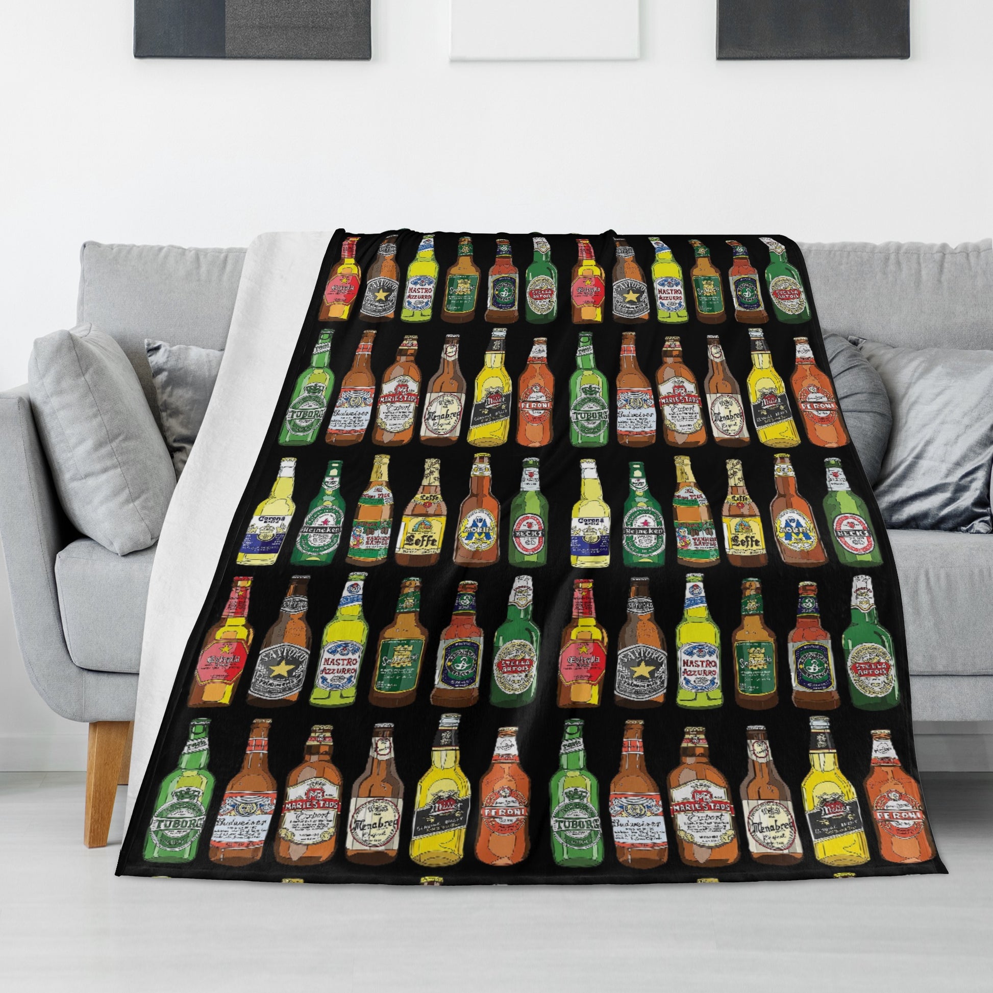 Blanket Flannel Breathable famous beers illustration DrinkandArt