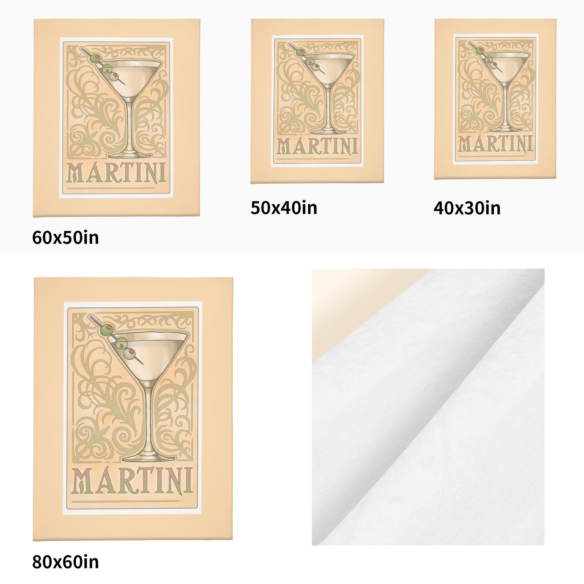 Blanket Flannel Breathable martini art deco illustration DrinkandArt