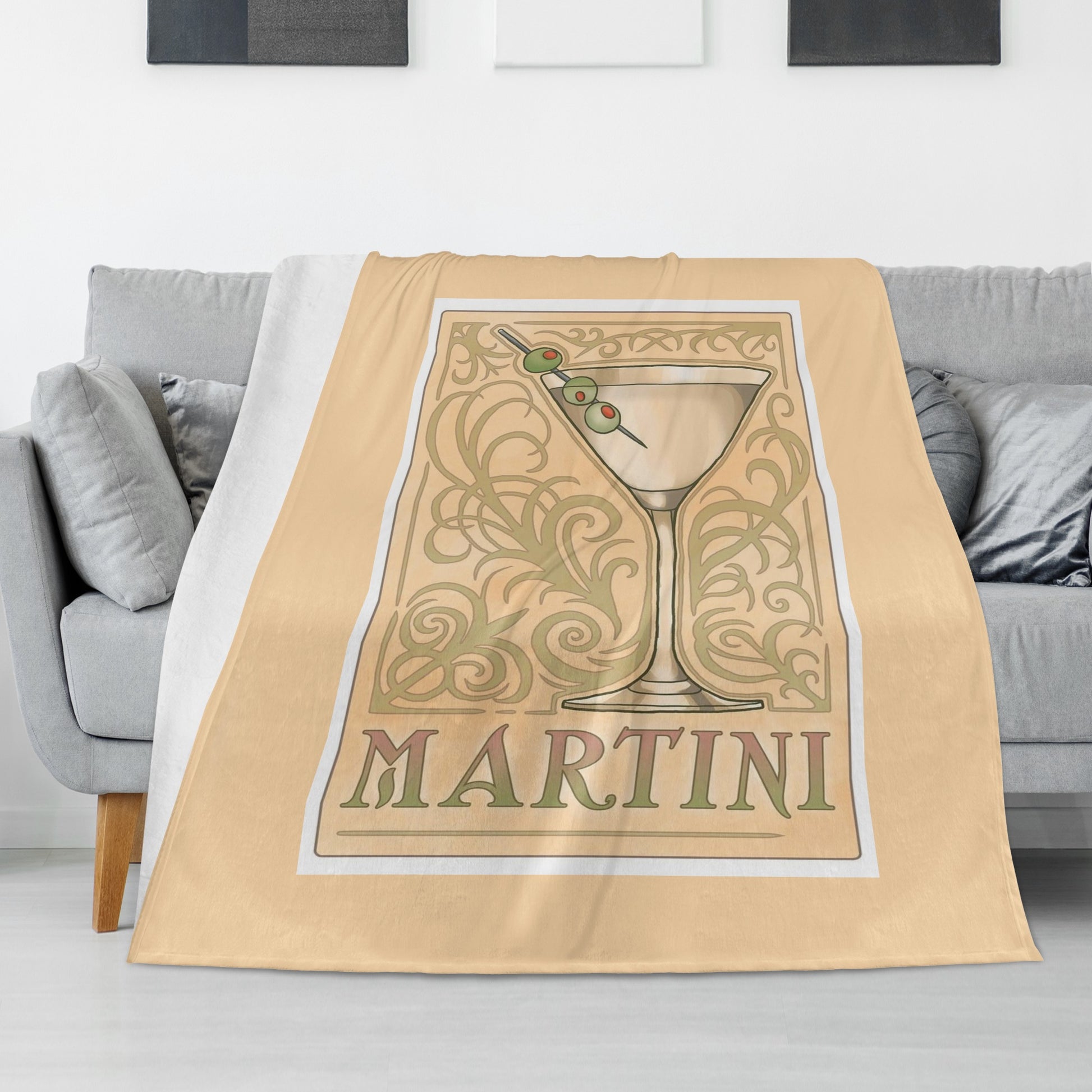 Blanket Flannel Breathable martini art deco illustration DrinkandArt