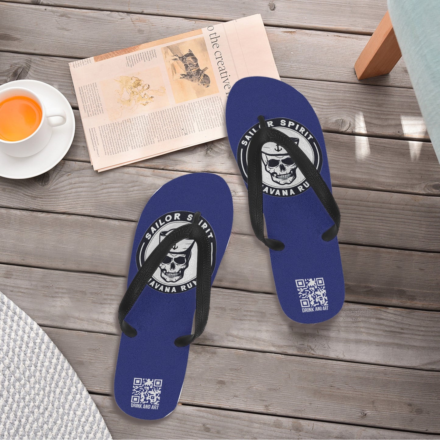 Flip Flops skull run logo DrinkandArt