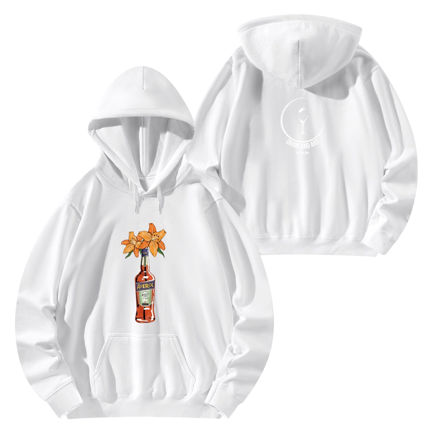 Hoodie Cotton Aperol lily flower DrinkandArt